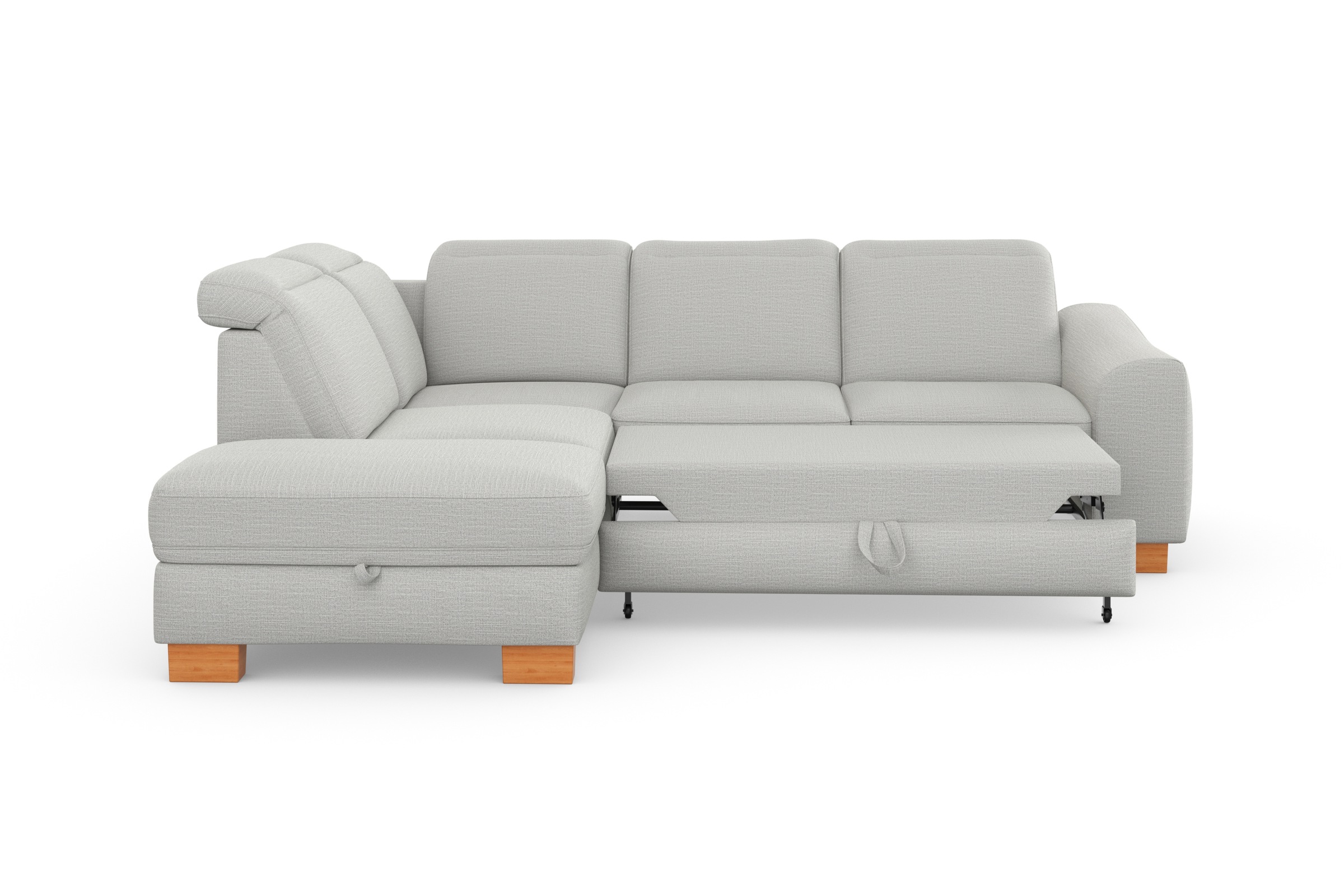 sit&more Ecksofa »Dundee L-Form«, mit Federkern und Massivholzfüßen, wahlweise mit Kopfteilverstellung