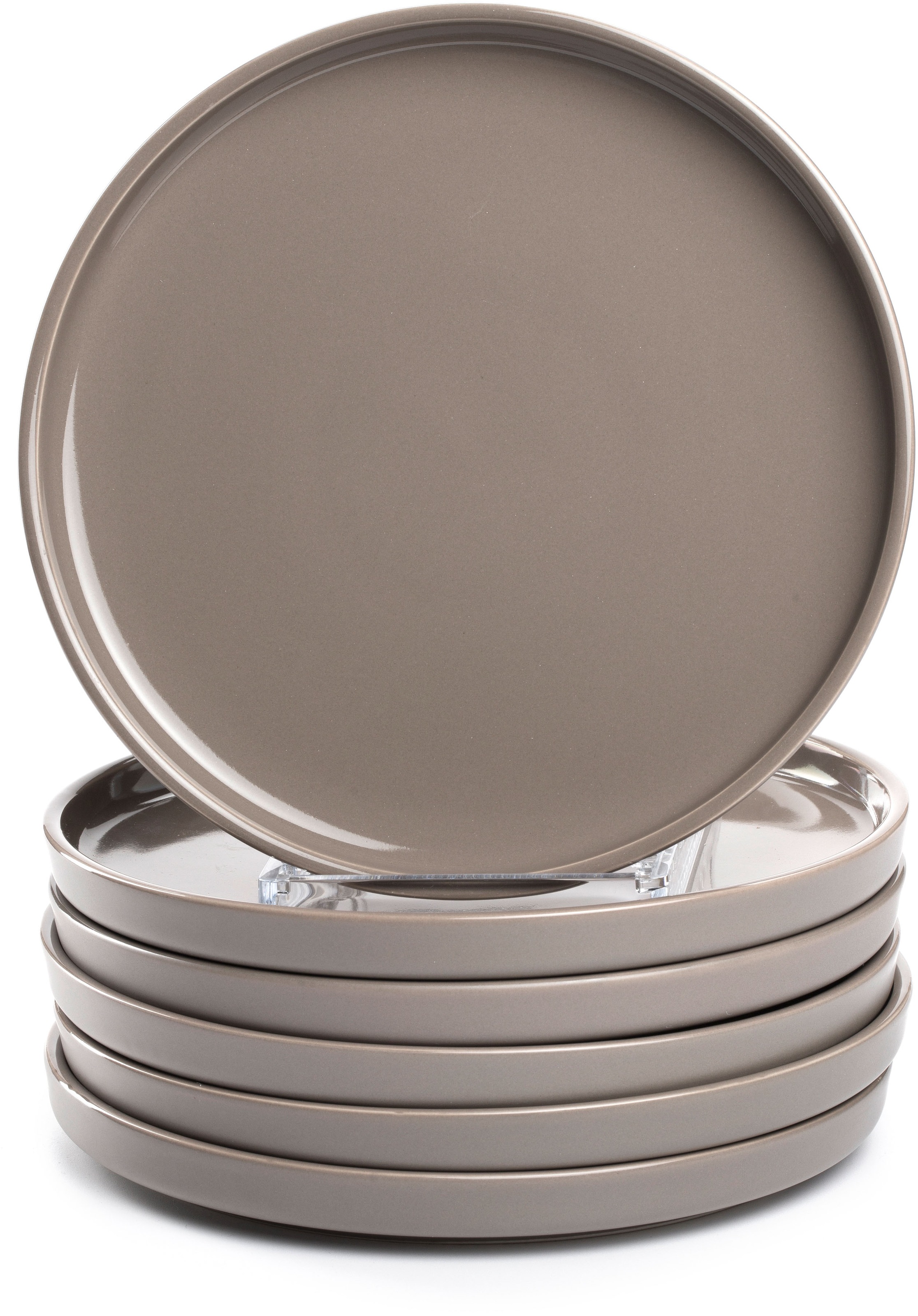 LEONARDO Teller-Set "Speiseteller ROMA, Keramikteller, ca. 22 cm, 6-teilig", 6 Stk., grau, Geschirr-Sets, Geschirr-Set, Service, spülmaschinengeeignet