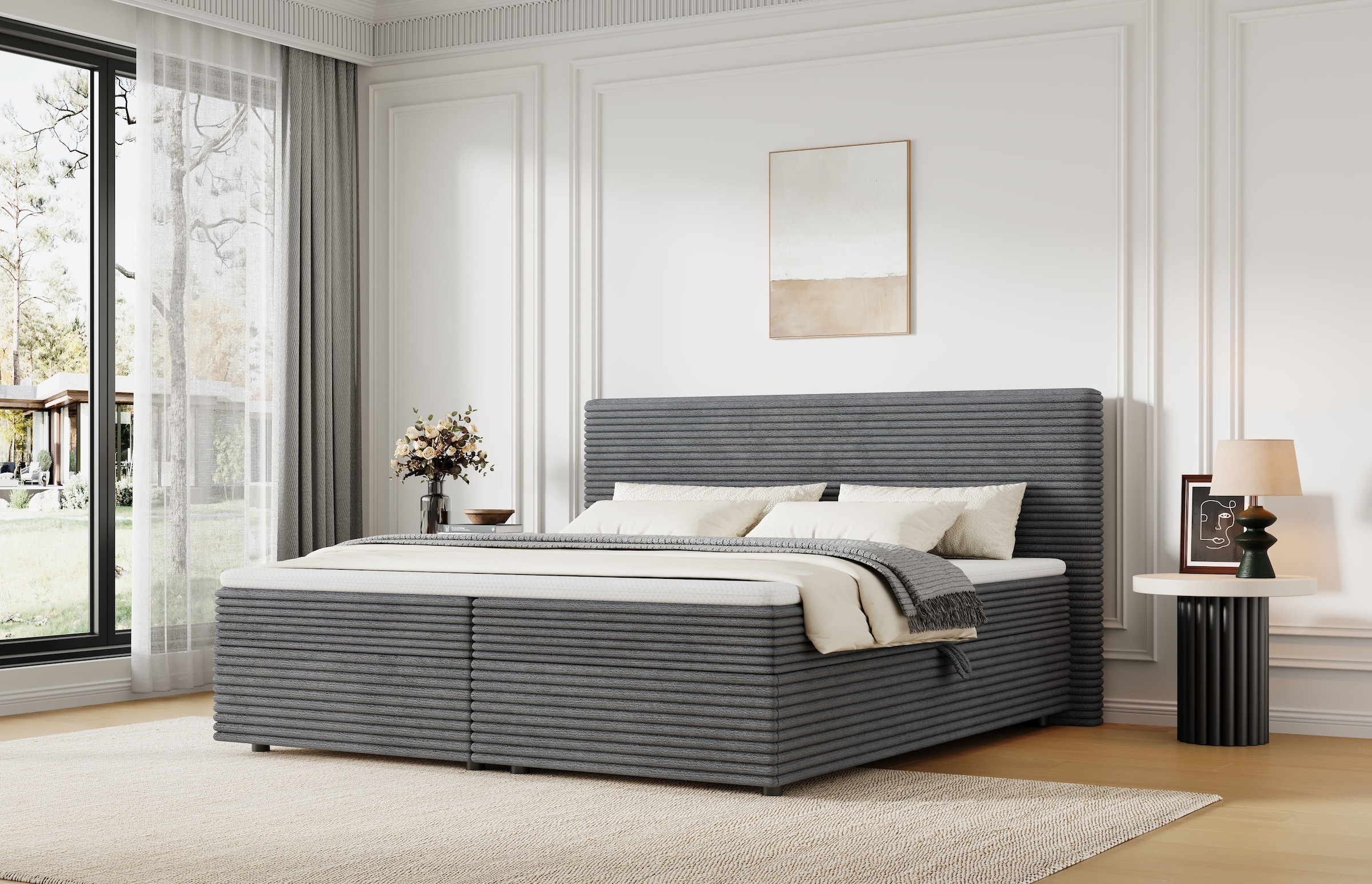 OTTO home Boxbett »ALVVIA, Polsterbett mit Bettkasten und Taschenfederkernmatratze (H3)« 180x200cm Liegefläche, Komfortschaumtopper (4cm)