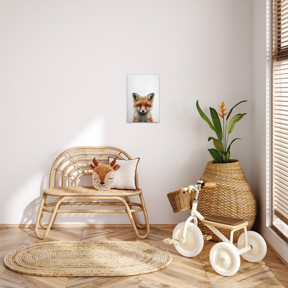 A.S. Création Leinwandbild "Baby Fox - Wandbild Weiß Braun Grau Keilrahmen günstig online kaufen