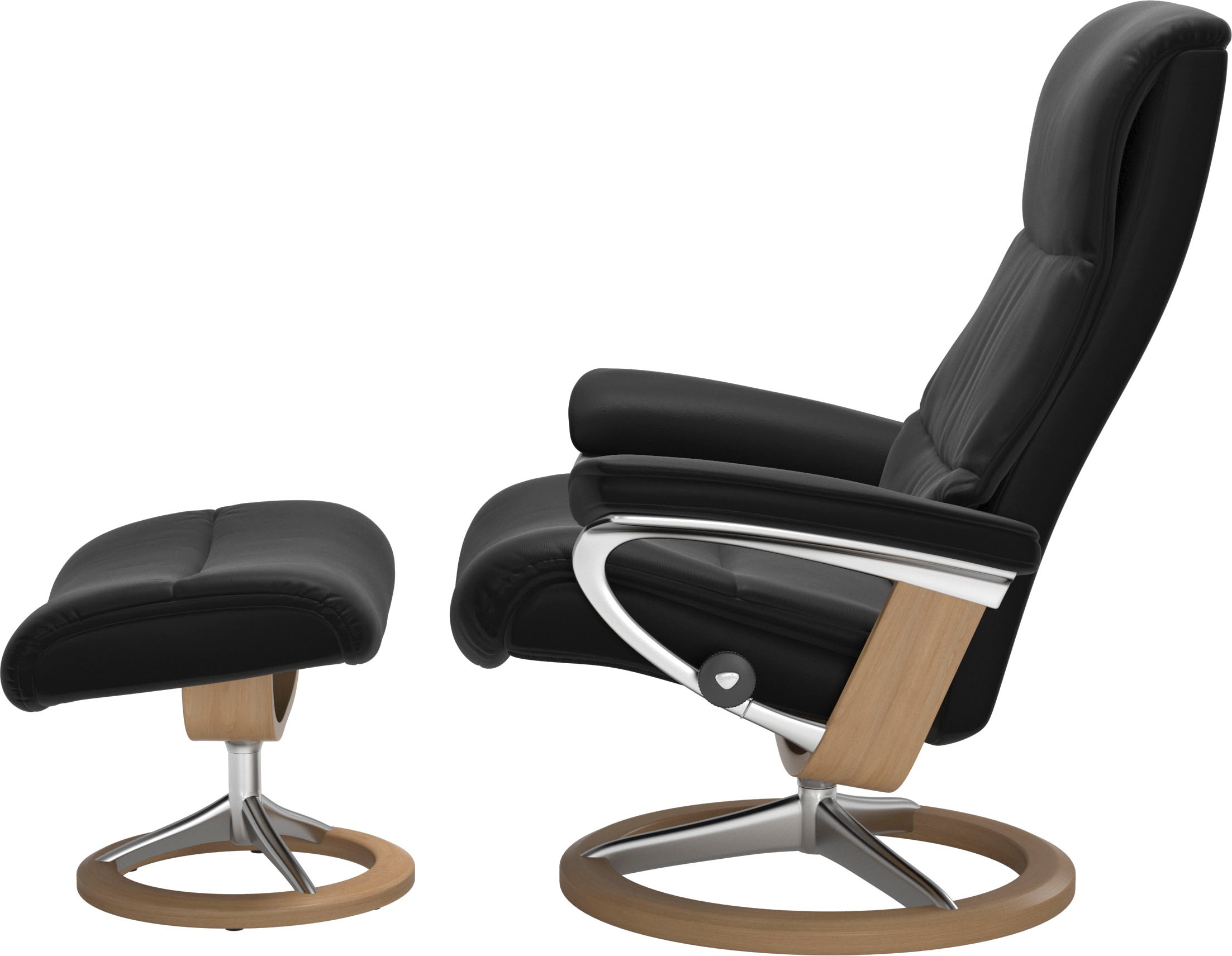 Stressless® Relaxsessel »View«, (Set, Relaxsessel mit Hocker), mit Signature Base, Größe S,Gestell Eiche