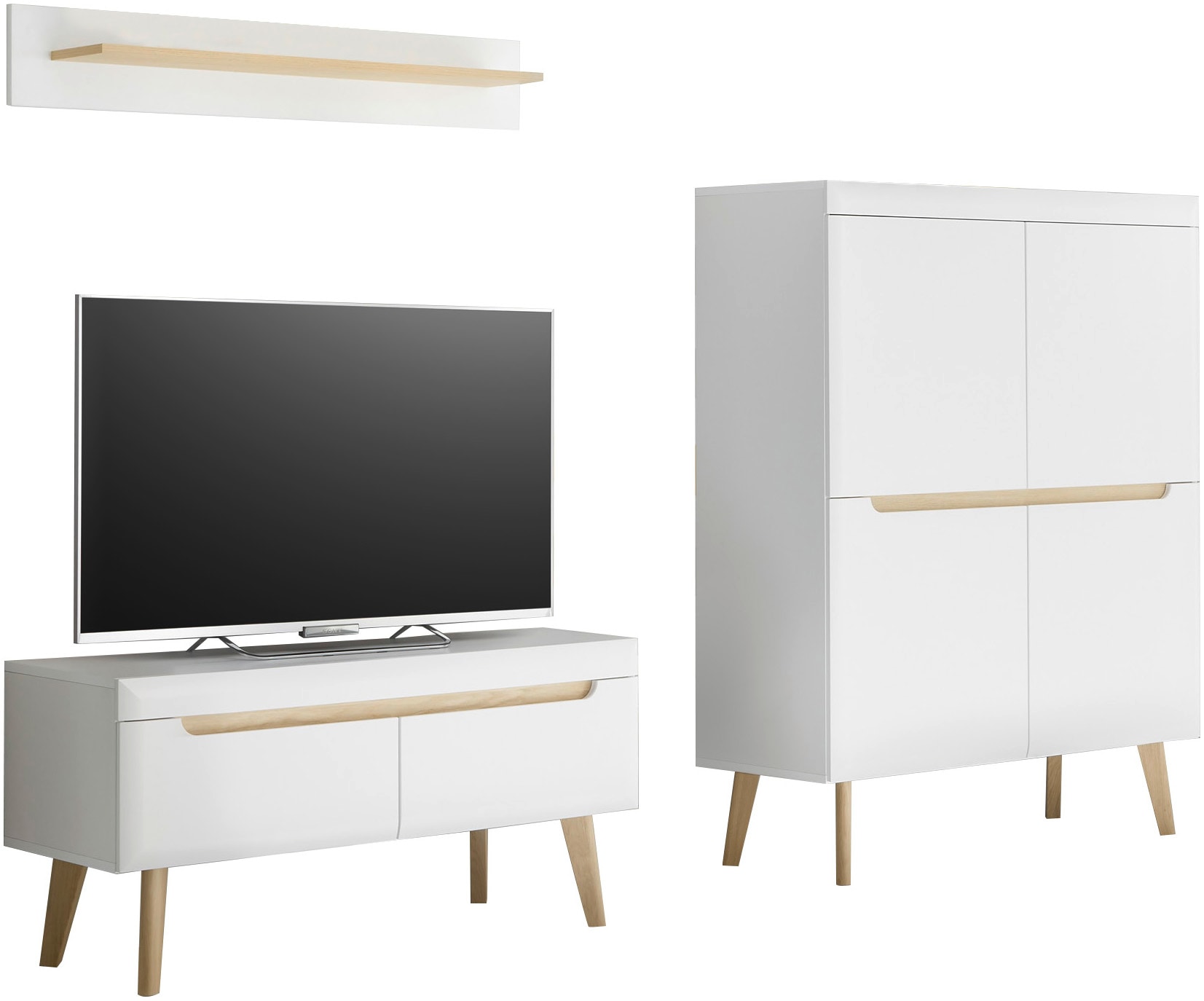 INOSIGN Wohnwand »Torge, Anbauwand, Schrankwand, Mediawand, Wohnzimmer-Set«, (3 St.), enthält 1 Lowboard, 1 Highboard, 1 Wandboard, 234 cm breit