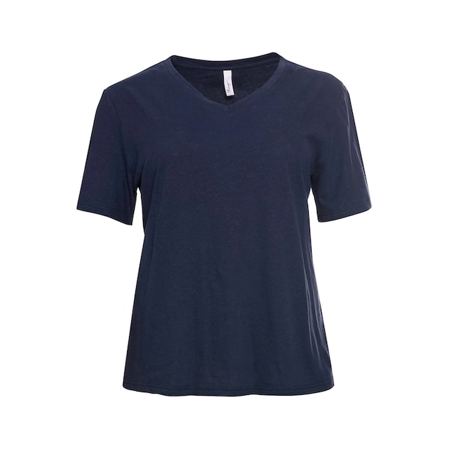 T-Shirt BAUR | »Große Leinen-Viskose-Mix aus edlem für kaufen Sheego Größen«,