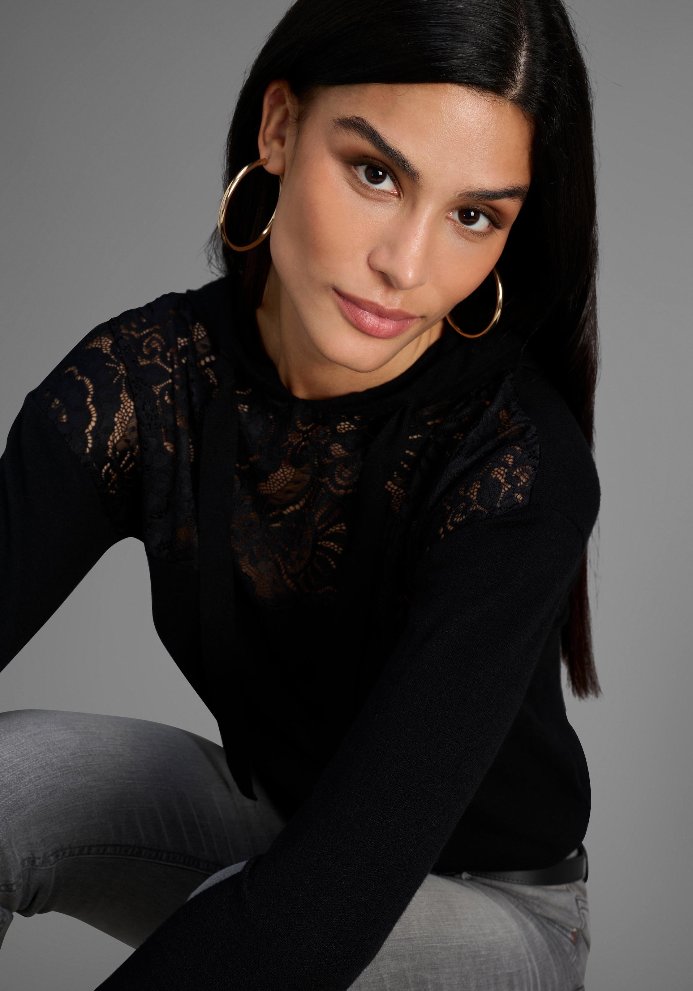 Laura Scott Kapuzenpullover, mit Spitze - NEUE KOLLEKTION