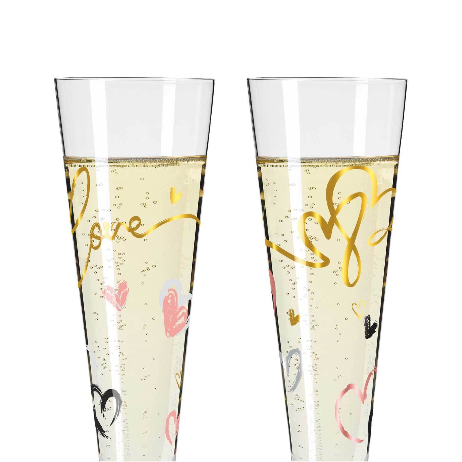 Ritzenhoff Champagnerglas »Champagnergläser Herzen Goldnacht 205 ml 2er Set bunt«