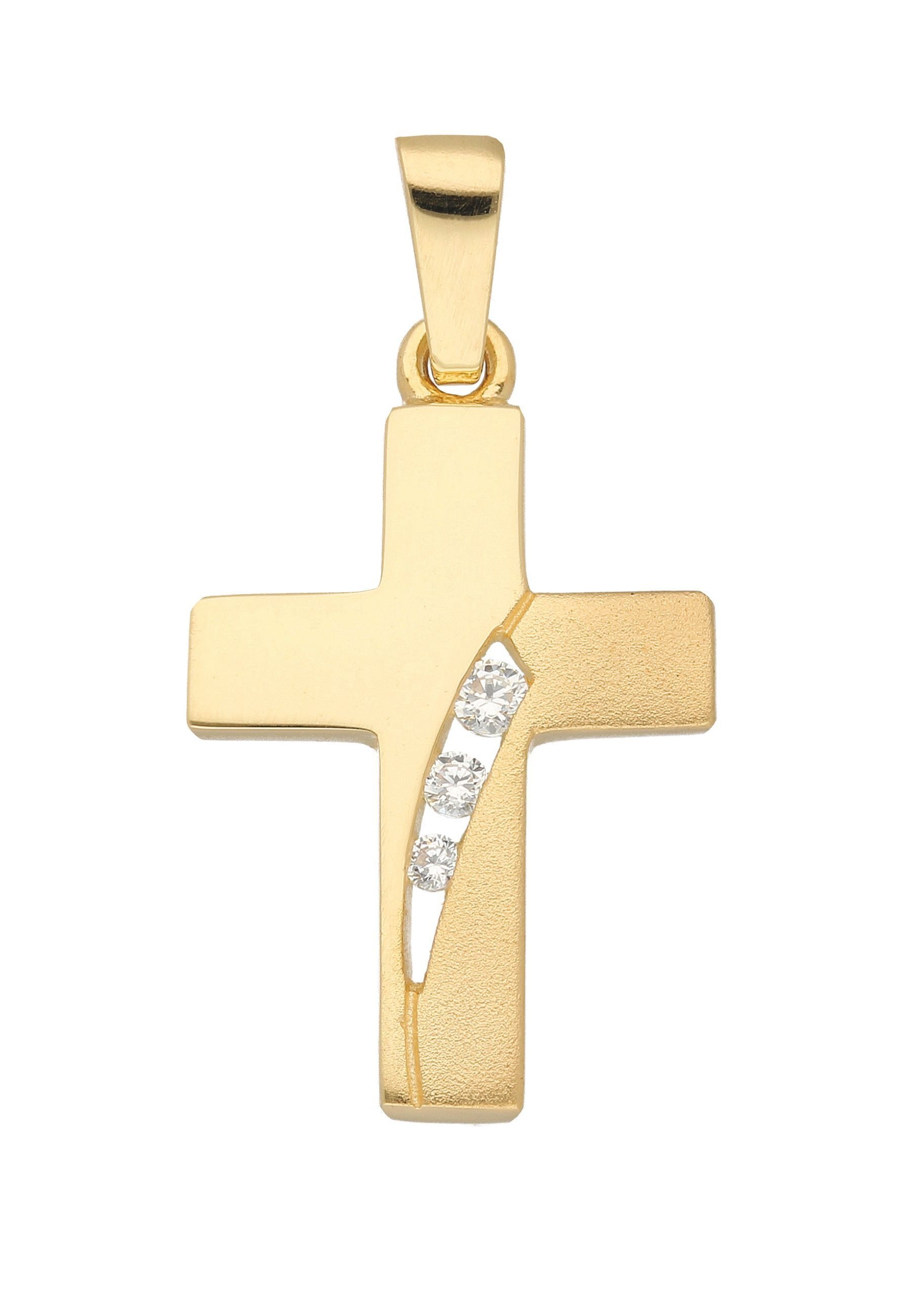 ADELIA ́S Damen Kreuzanhänger "Damen & Herren 333 Gold Kreuz Anhänger mit Zirkonia", Gold, gold, Gold, Schmuckanhänger, mit Zirkonia für Damen & 