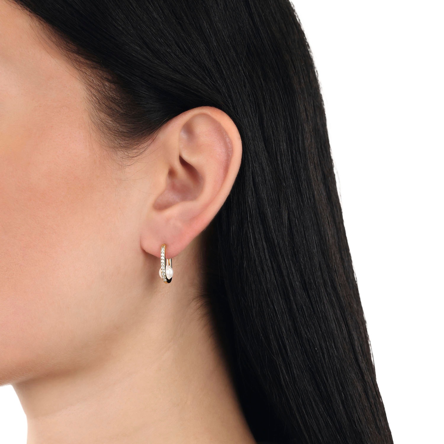 Amor Paar Creolen mit Zirkonia (synth.) und Muschelkernperle