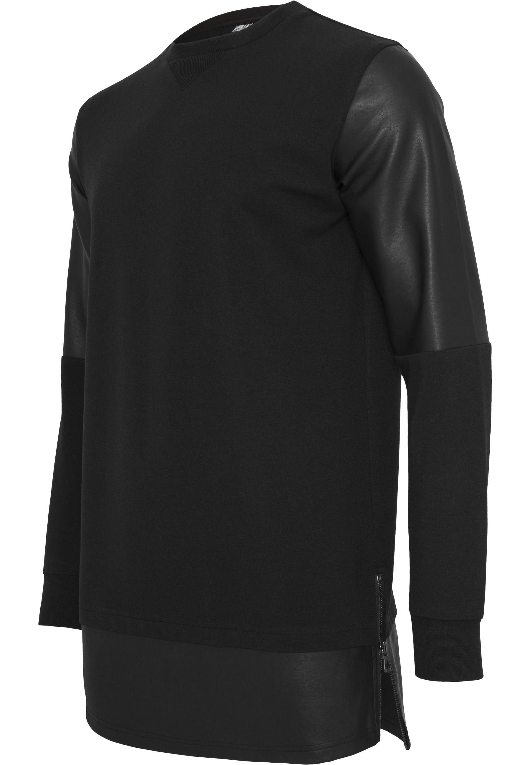 URBAN CLASSICS Sweatshirt »Urban Classics Herren Long Zipped Synthetic Leather Crewneck«, 1 Stk.
