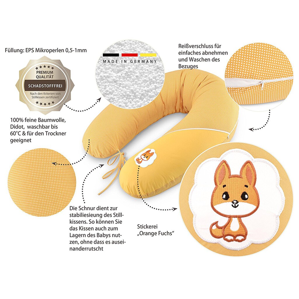SEI Design Stillkissen »Fuchs orange EPS«, mit hochwertiger Stickerei mit niedlichen Tiermotiven