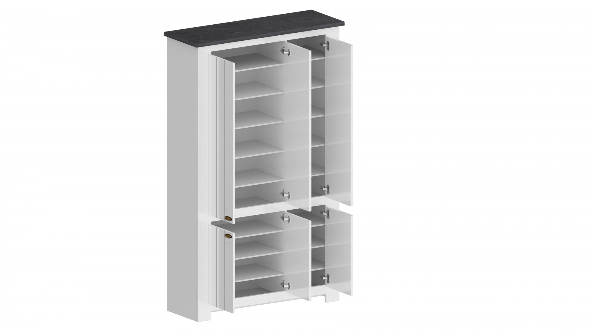 INOSIGN Schuhschrank »FIGO, Made in Italy – Schuhkommode,Schuhregal für ca. 60 Paar Schuhe«, (1 St.), 6-Türig, Siebdruck-dekorative Fräsungen, 20 Fächer, Höhe: 60 cm