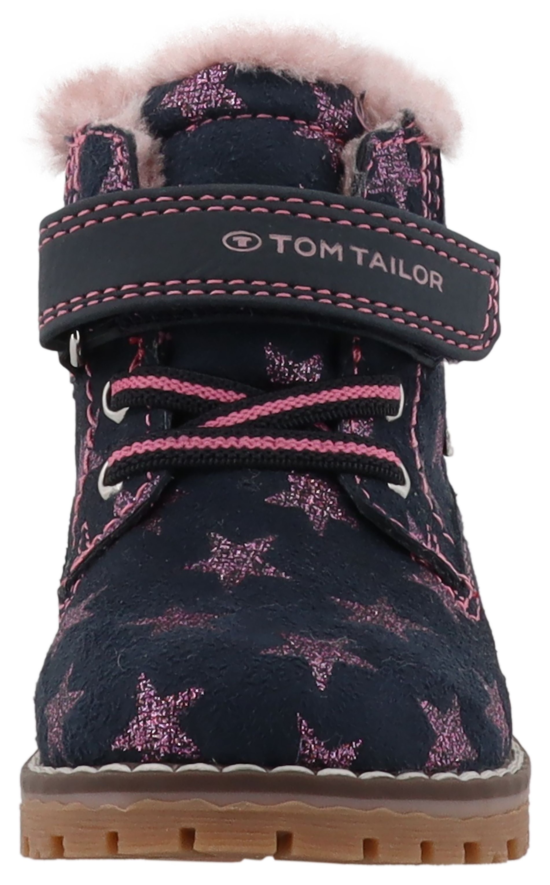 Winterboots TOM TAILOR, Mädchen, Gr. 21, blau (navy, rosa), Lederimitat, Glitzer, Schuhe Winterboots, mit Klettverschluss 3