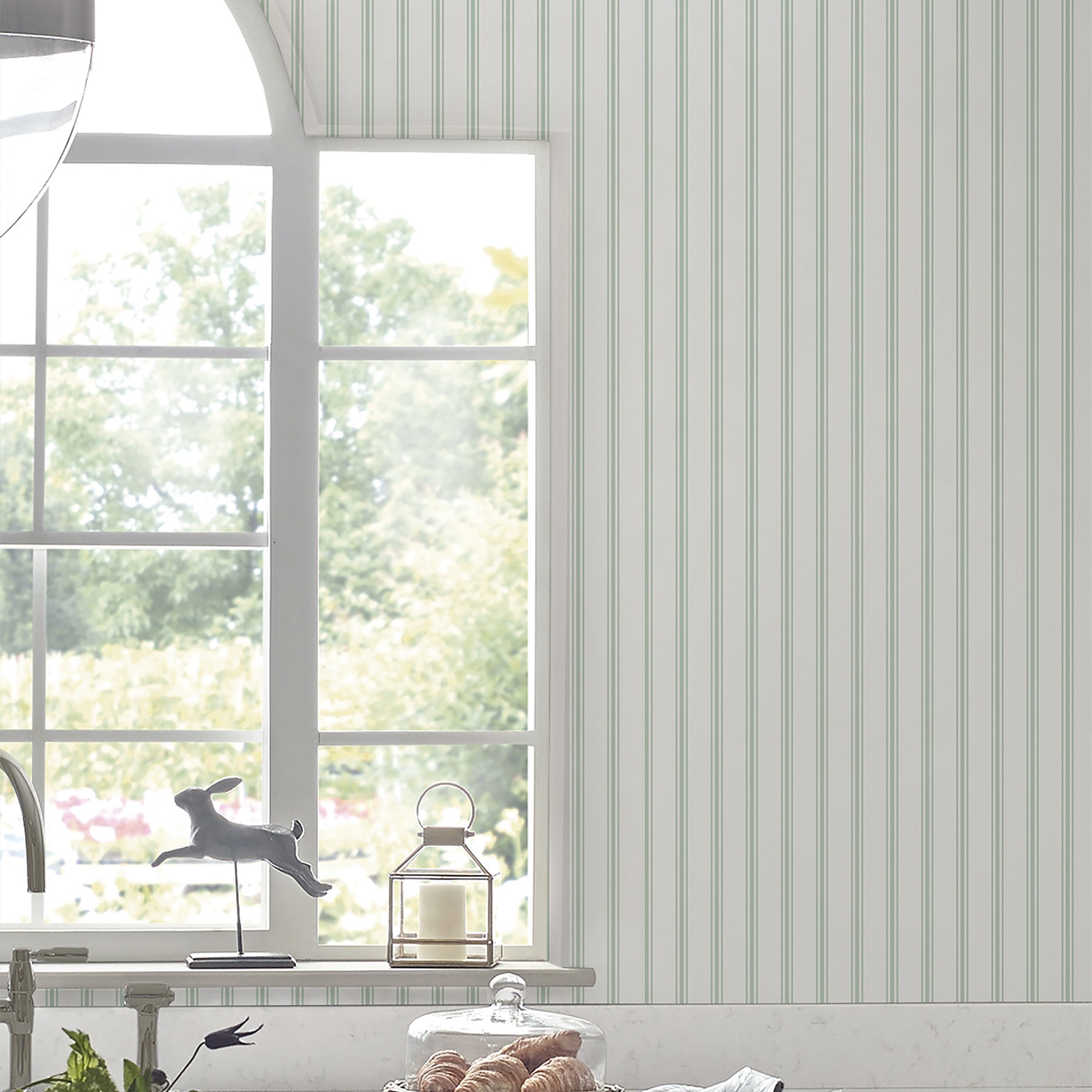 LAURA ASHLEY Vliestapete »Farnworth Stripe Sage Green«, 10mx52cm