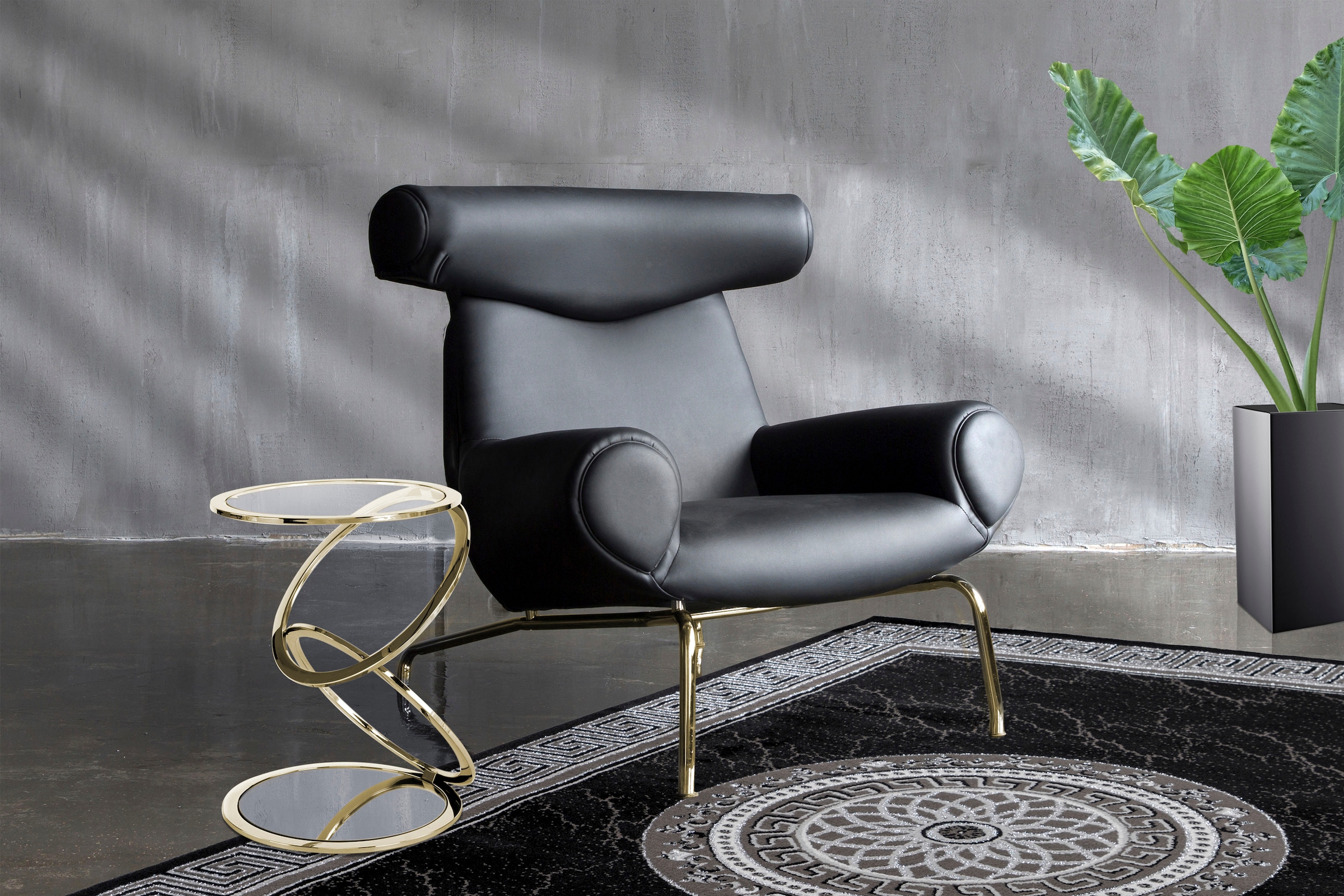 Kayoom Beistelltisch »Spiral 525,Beistelltisch in edlem Design, Glas-Tischplatte«, (1 St.), Extravagante Spiralform, Glamour-Effekt mit dem Spiegelglas