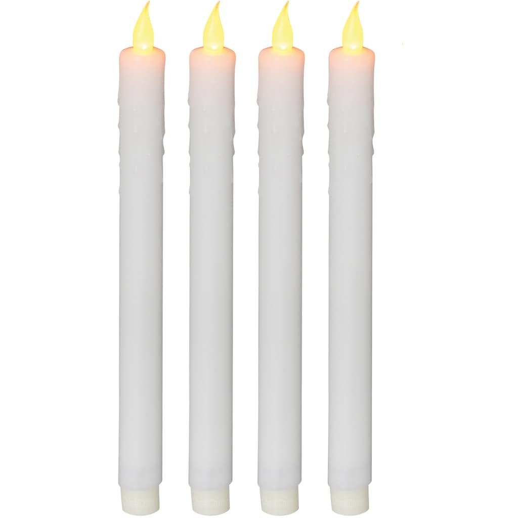 näve LED-Kerze »"Candle", weiß, aus Echtwachs, Weihnachtsdeko«, LED Stabkerzen, 4er Set, Tafelkerzen, Batteriebetrieb, Höhe ca. 28 cm