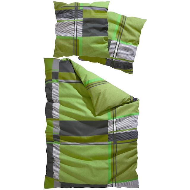 my home Bettwäsche »Nina im sportlichen Karo Design, aus 100% Baumwolle,  Bettwäsche-Set in Linon oder Biber Qualität, Bett- und Kopfkissenbezug mit  Knöpfen, nachhaltig«, (2 tlg.) bestellen | BAUR