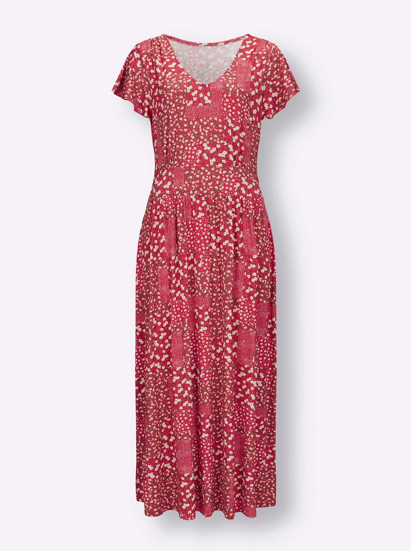 INSPIRATIONEN Jersey Dress Red Patterned Size 21 3