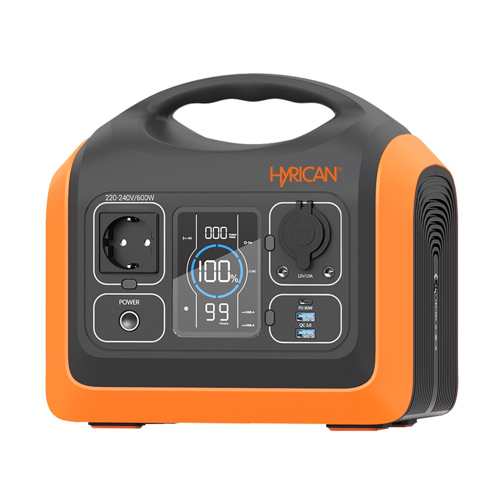 Hyrican Powerstation »UPP-600, 600 Watt, 596Wh, LiFePO4, tragbarer Akku/Batterie«, 186000 mAh