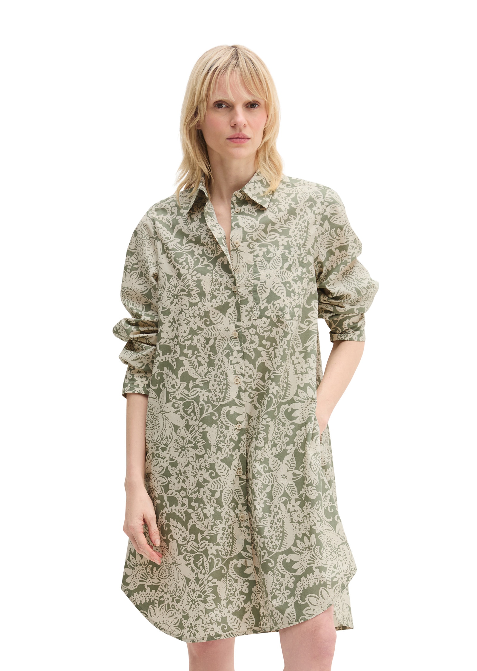 Marc OPolo Hemdblusenkleid "aus Papertouch-Popeline mit Allover-Print" günstig online kaufen