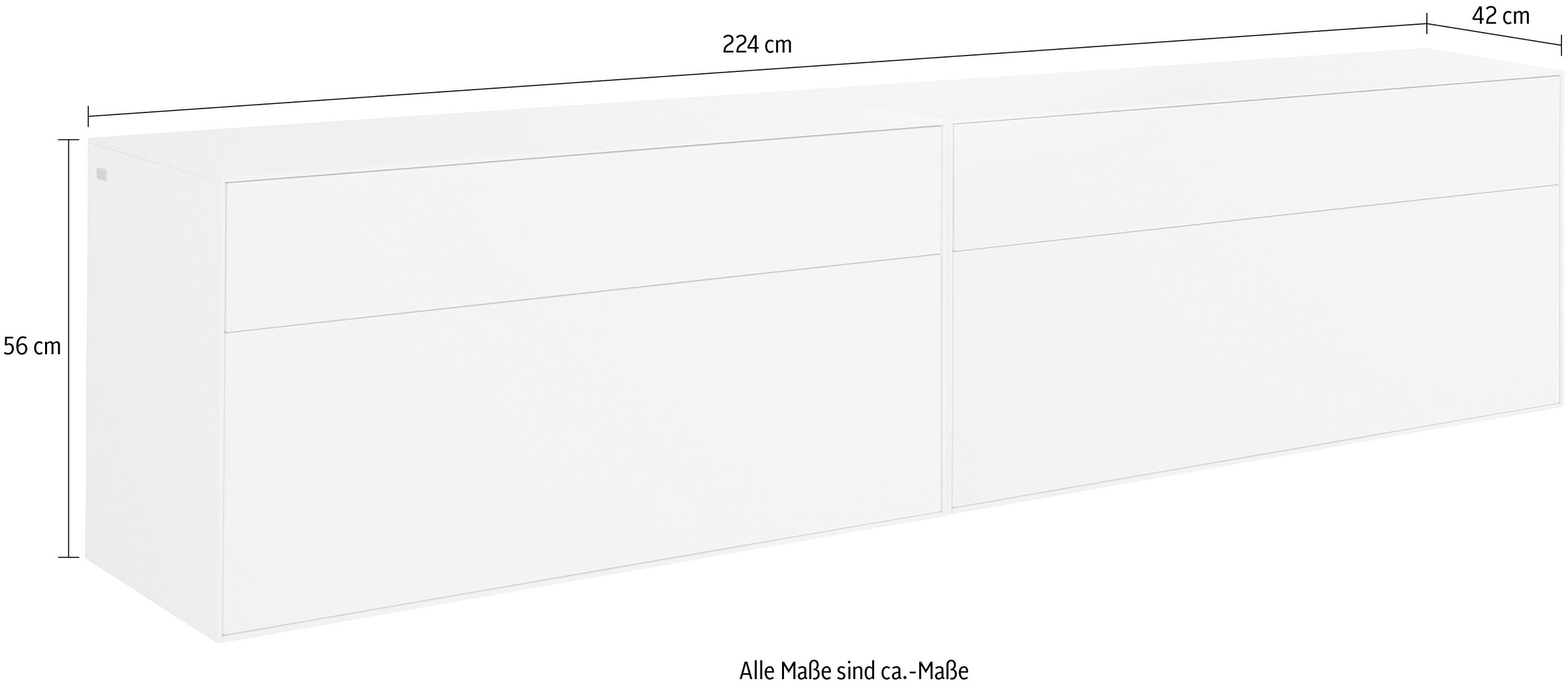 LeGer Home by Lena Gercke Lowboard »Essentials«, (2 St.), Breite: 224cm, MDF lackiert, Push-to-open-Funktion