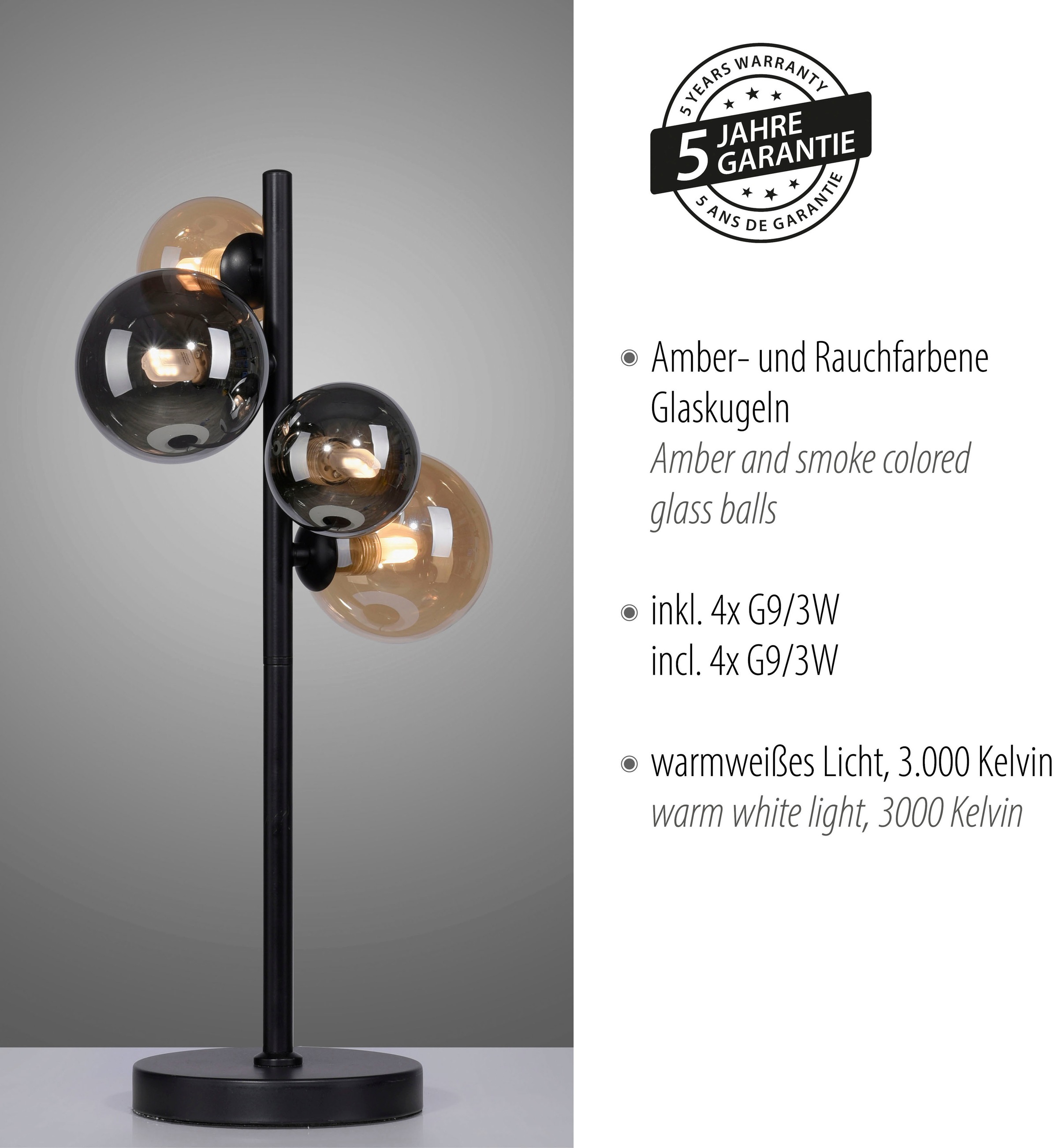 Paul Neuhaus Tischleuchte »POPSICLE«, 4 flammig, Leuchtmittel G9 | LED wechselbar