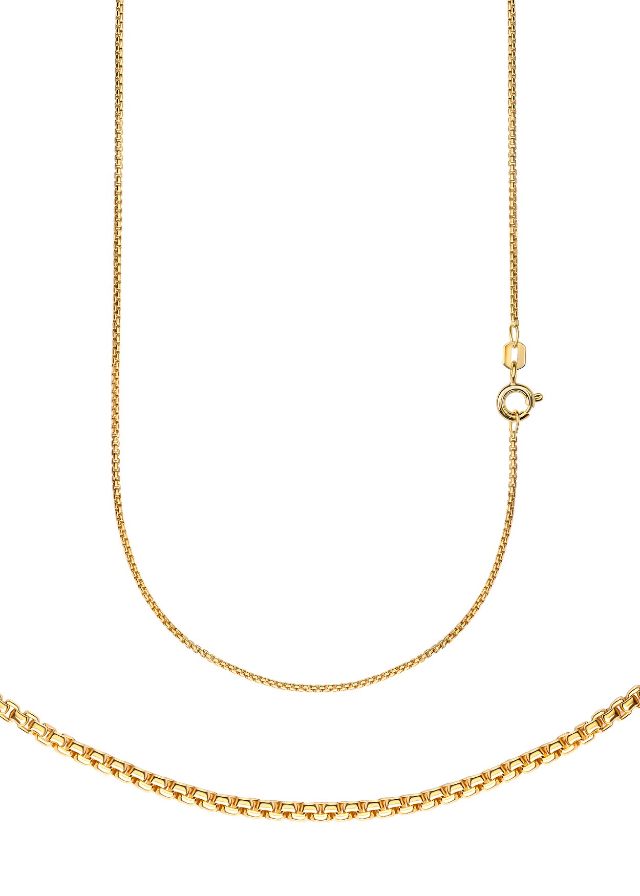 FIRETTI Damen Collierkettchen "Schmuck Geschenk Gold 333 oder 585 Halskette Venezianerkette halbrund", 50, Gelbgold 585, B: 1,2mm, gold, Gelbgold