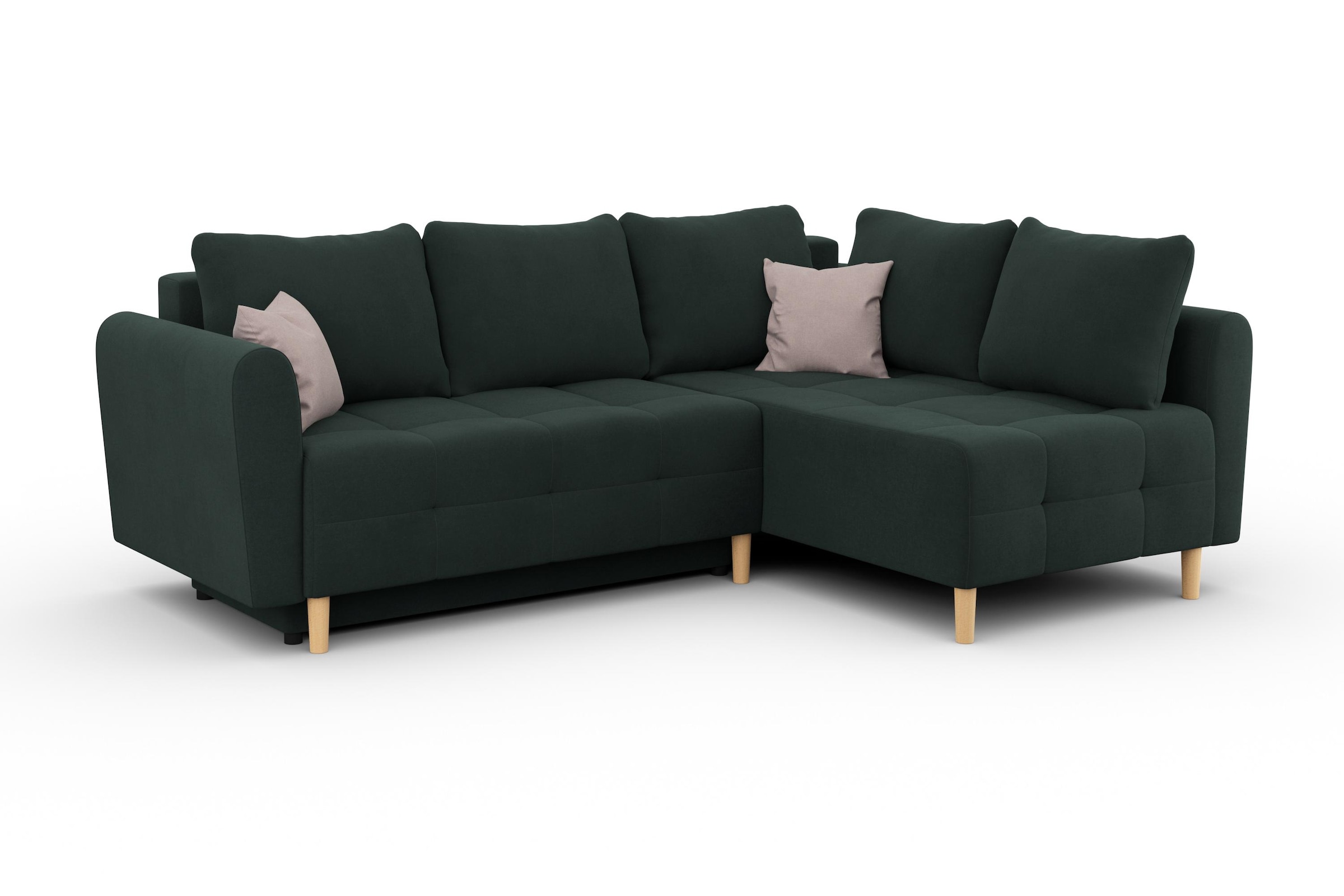 Home affaire Ecksofa »Nordic L-Form«, mit Bettfunktion und Bettkasten, Steppung, Federkern, 2 Zierkissen