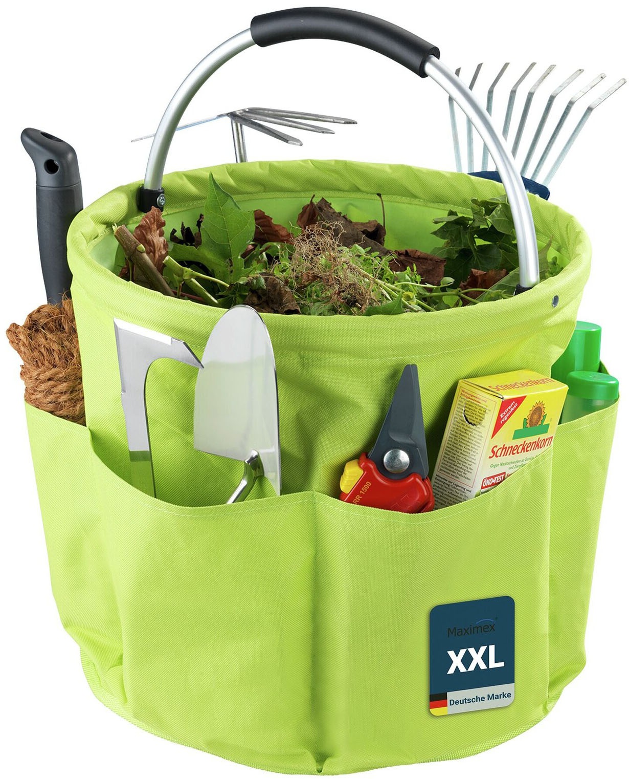 Maximex Gartensack Aufbewahrungskorb mit 6 Taschen für Gartenwerkzeug