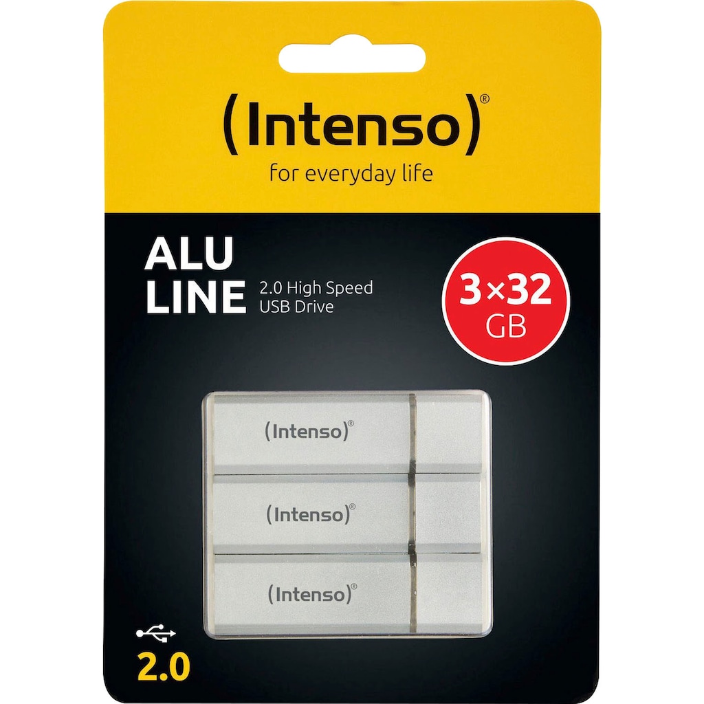 Intenso USB-Stick »Alu Line 32GB USB-Stick, 3-er Set«, (USB 2.0 Lesegeschwindigkeit 28 MB/s)