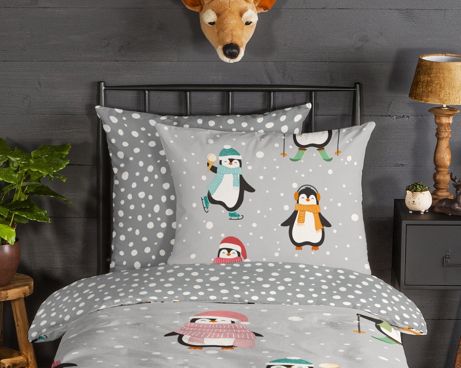 good morning Kinderbettwäsche »Liammu« 2 Stk. tlg. Flanell Biber, 135x200, Warm, Reißverschluss, Wende, Kind, Pinguin