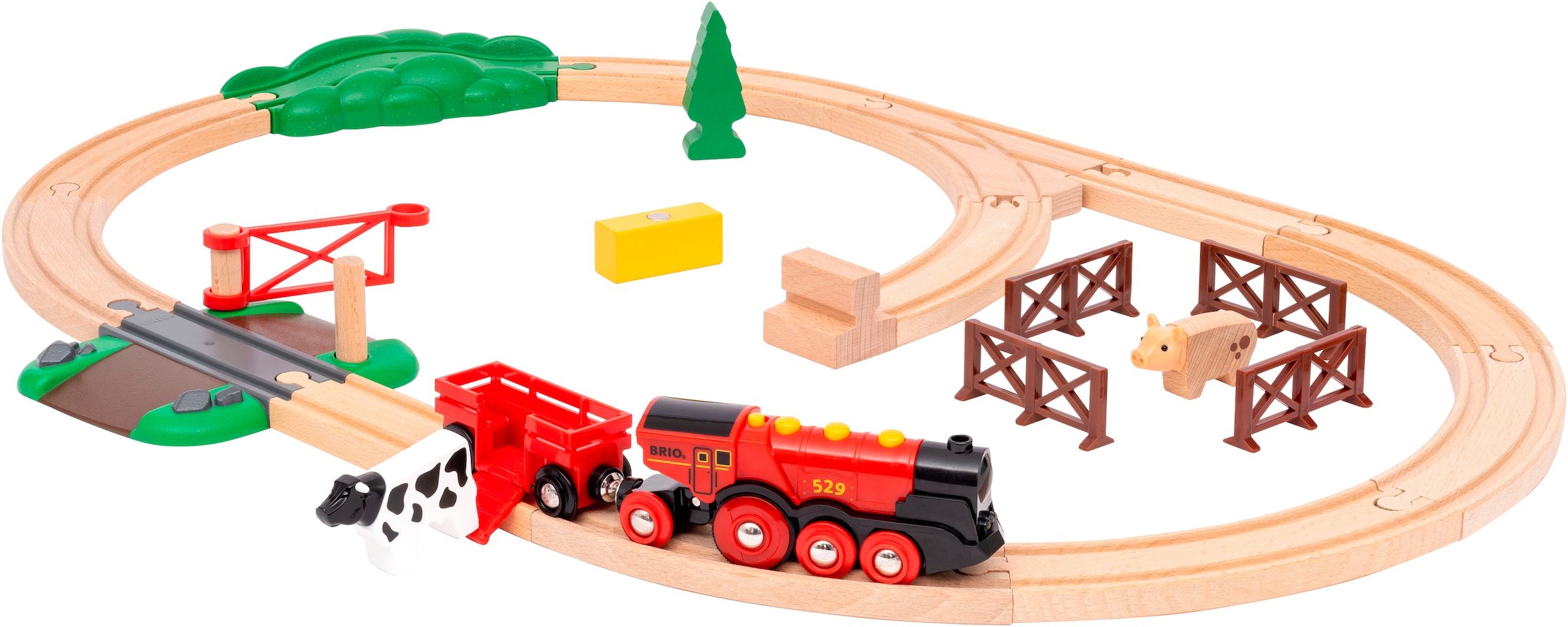 BRIO® Spielzeug-Eisenbahn »BRIO® WORLD, Rote Lola Bauernhof Zugset«, (Set, 24 tlg.), FSC® - schützt Wald - weltweit