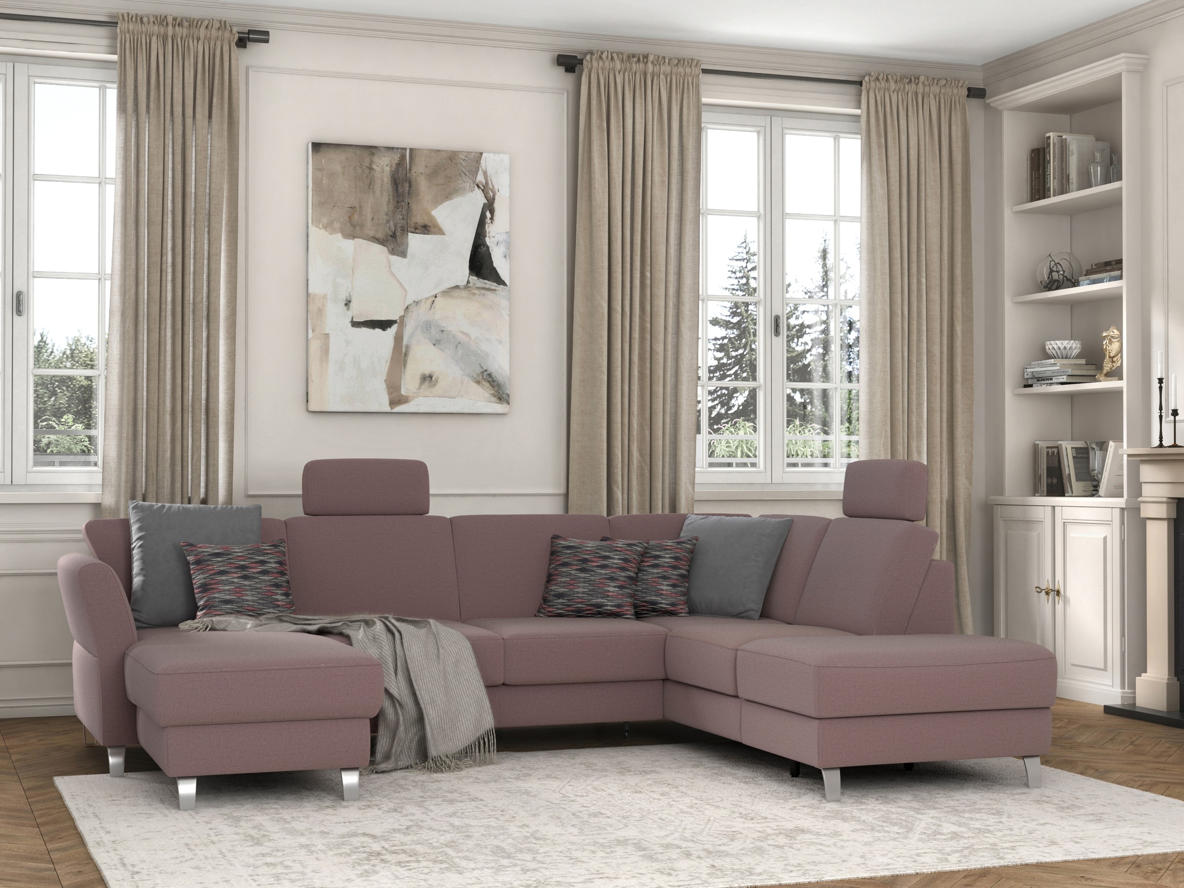 sit&more Wohnlandschaft »Visby U-Form«, Wahlweise mit Bettfunktion und Stauraum, frei im Raum stellbar