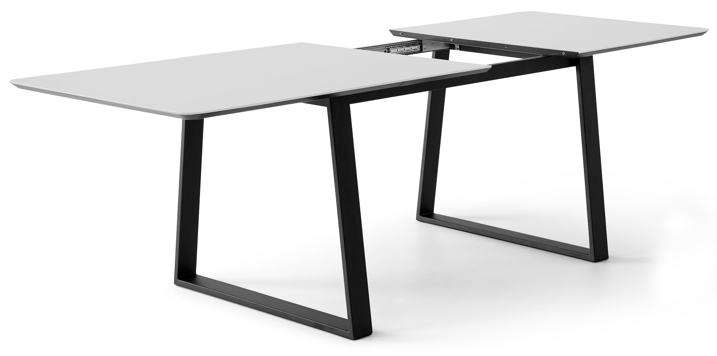 Hammel Furniture Esstisch »Meza Designtisch mit Auszugsfunktion und 2 Einlegeplatten«, abgerundete Tischplatte MDF, Trapez Metallgestell