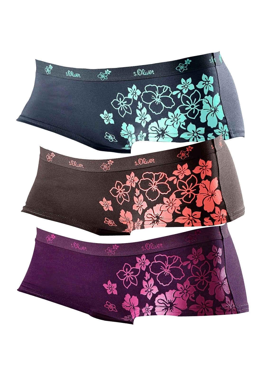 s.Oliver Panty, (Packung, 3 St.), mit floralem Druck