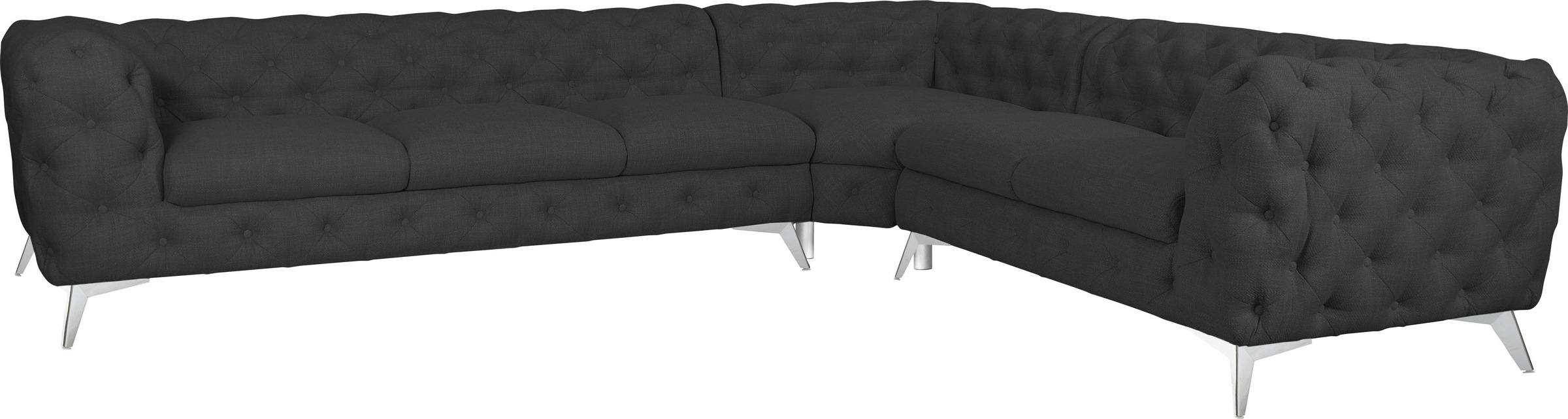 Thumbnail - Leonique Chesterfield-Sofa "Ecksofa GLYNIS L-Form mit Wellenunterfederung, Maße B/T/H 323/264/75cm", aufwändige Knopfhef...
