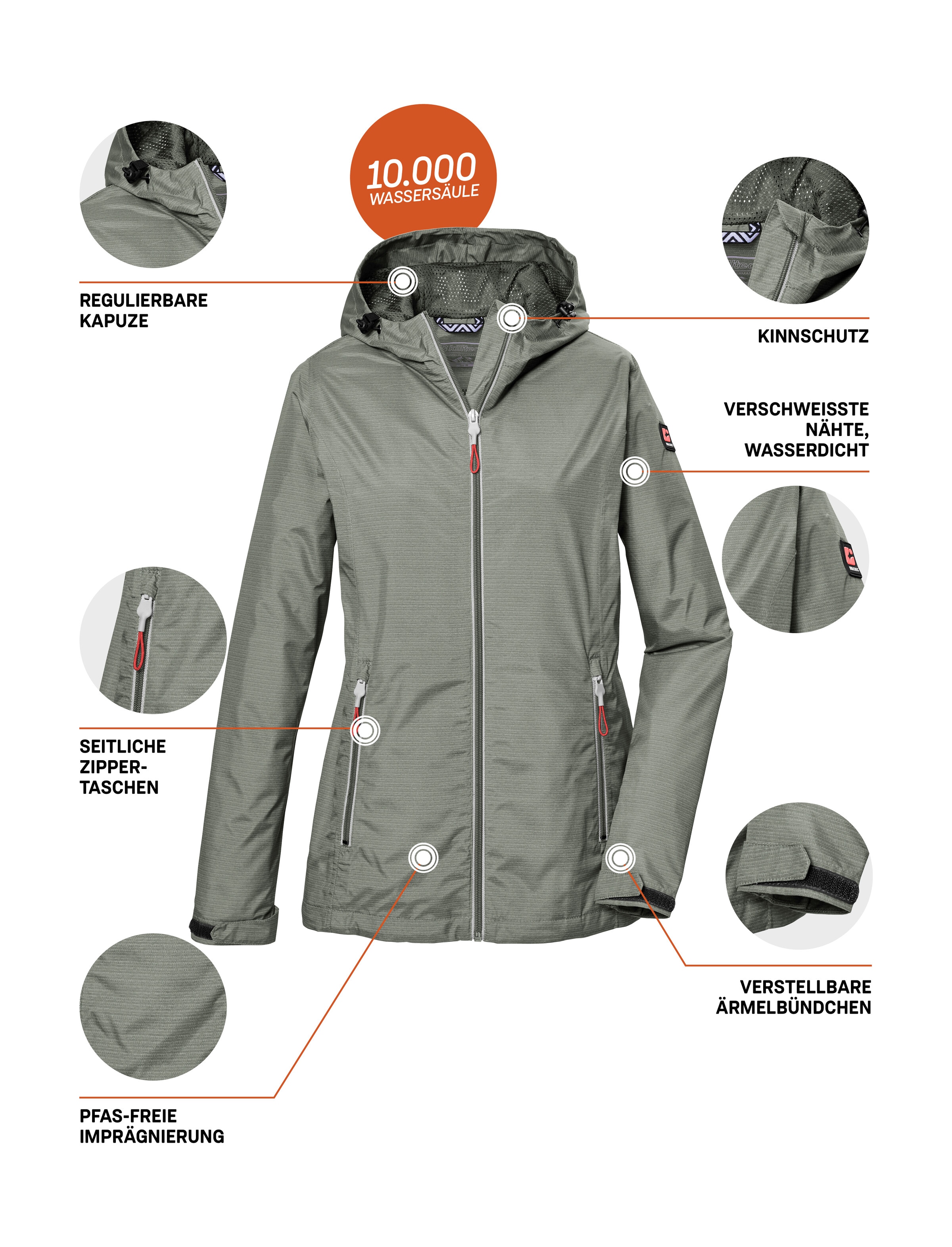 Killtec Outdoorjacke »KOS 108 WMN JCKT«, Leichte, wasser- und winddichte Damenjacke, PFAS-frei imprägniert