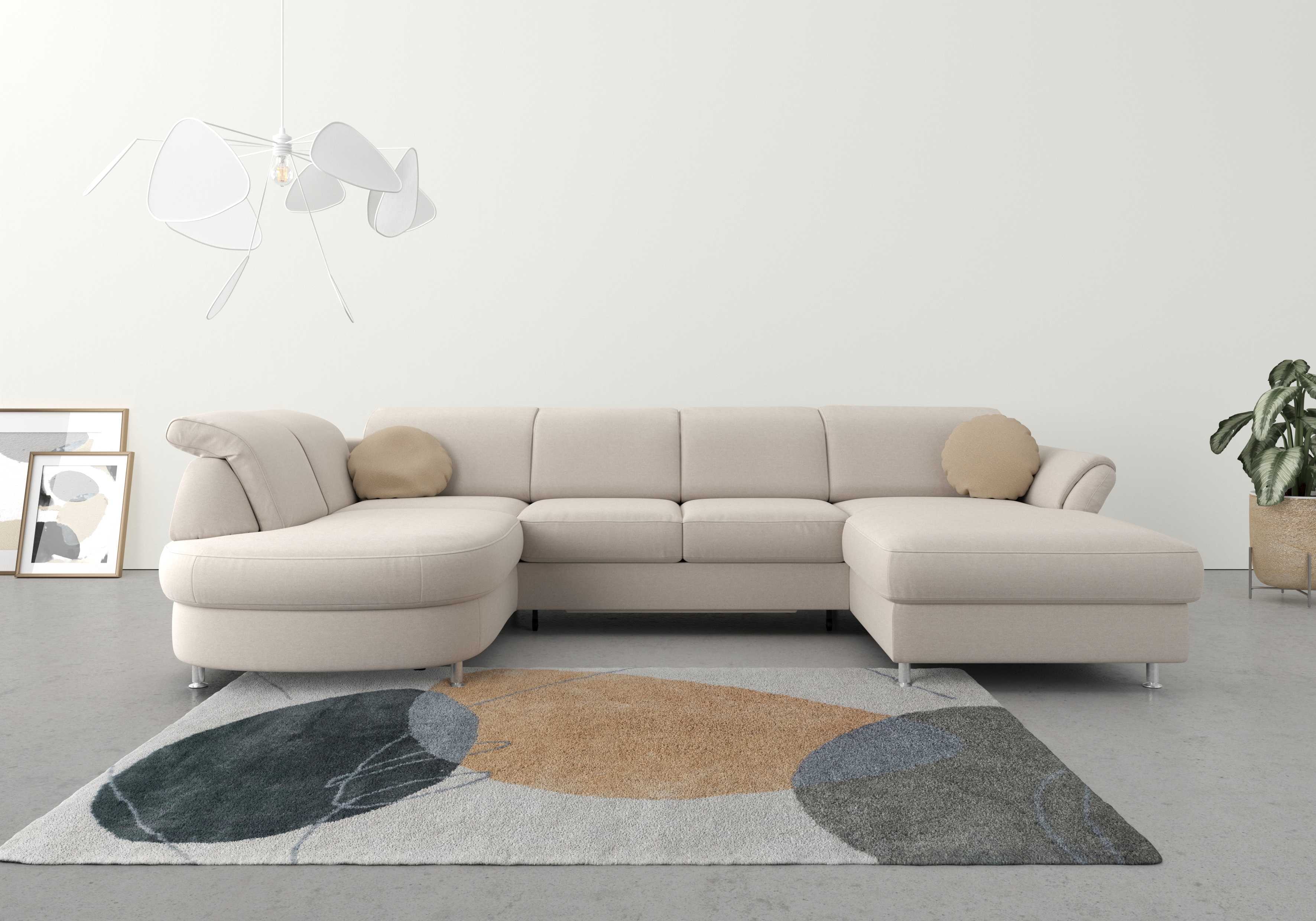 sit&more Wohnlandschaft "Apulia U-Form" wahlweise Schlaffunktion, Bettkasten und Kopf- und Armteilverstellung