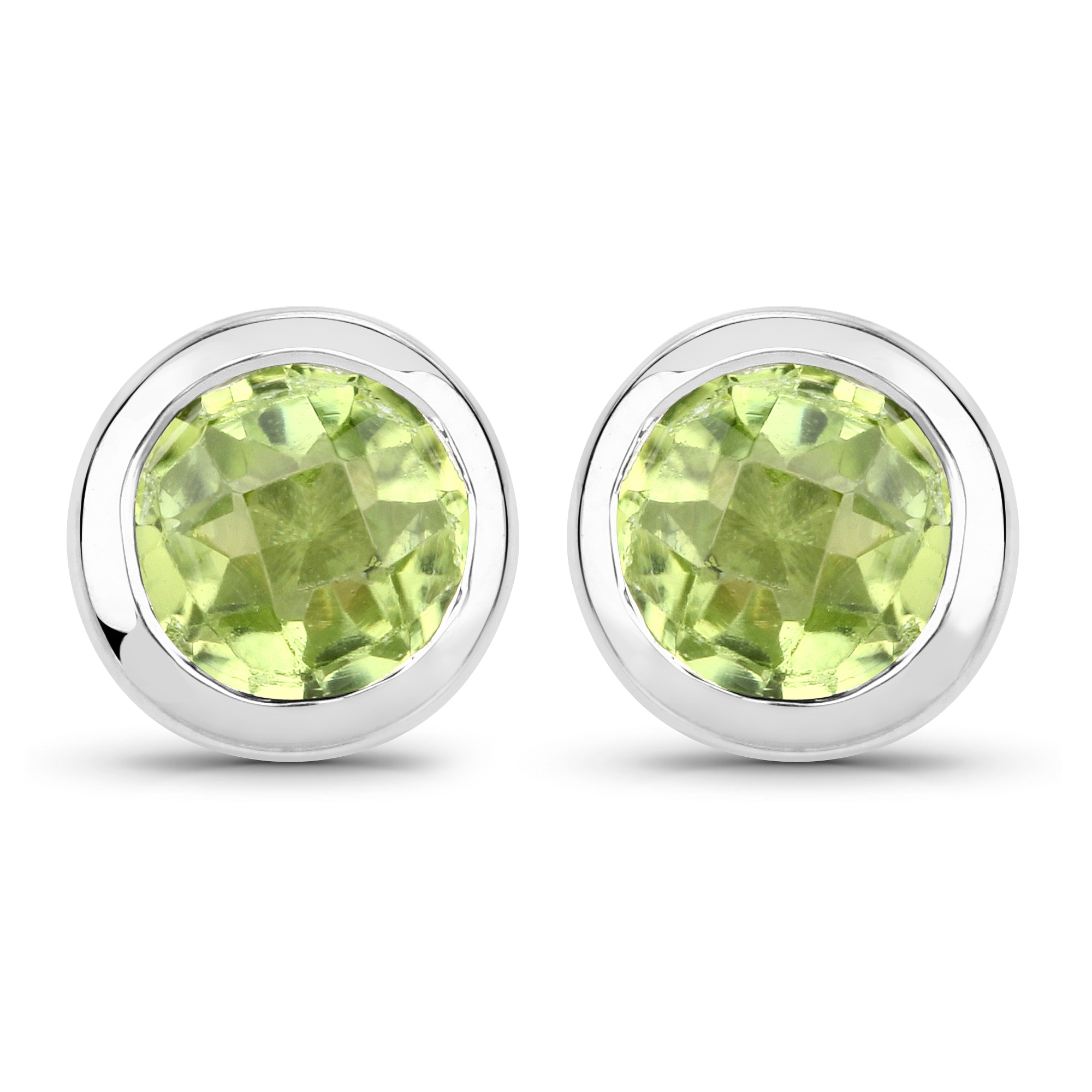 Vira Jewels Paar Ohrstecker »925-Sterling Silber rhodiniert glänzend Peridot grün rund«