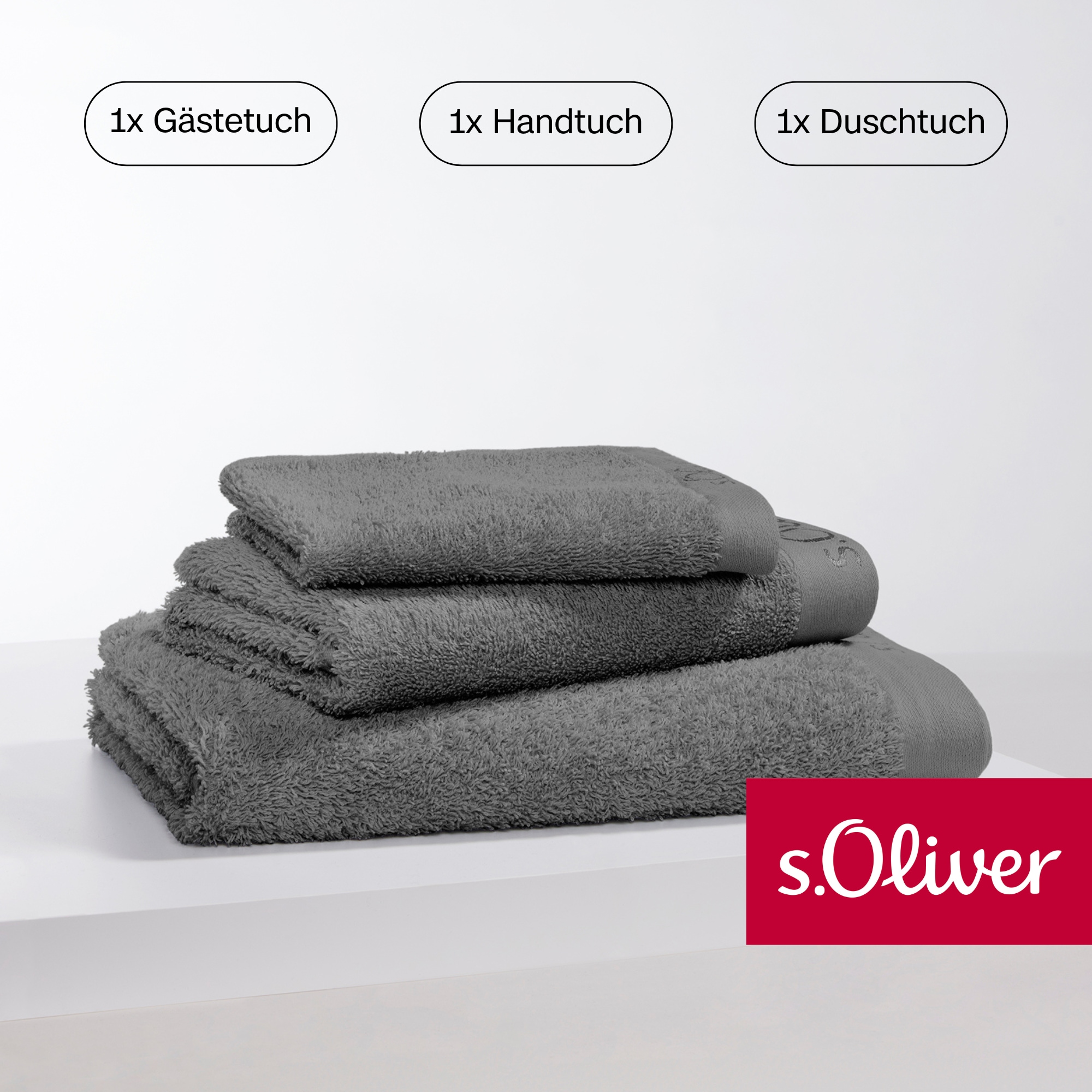 s.Oliver Handtuch Set »s. Oliver, besonders weich und saugfähig«, (Set, 3 St., 1 Gästetuch...