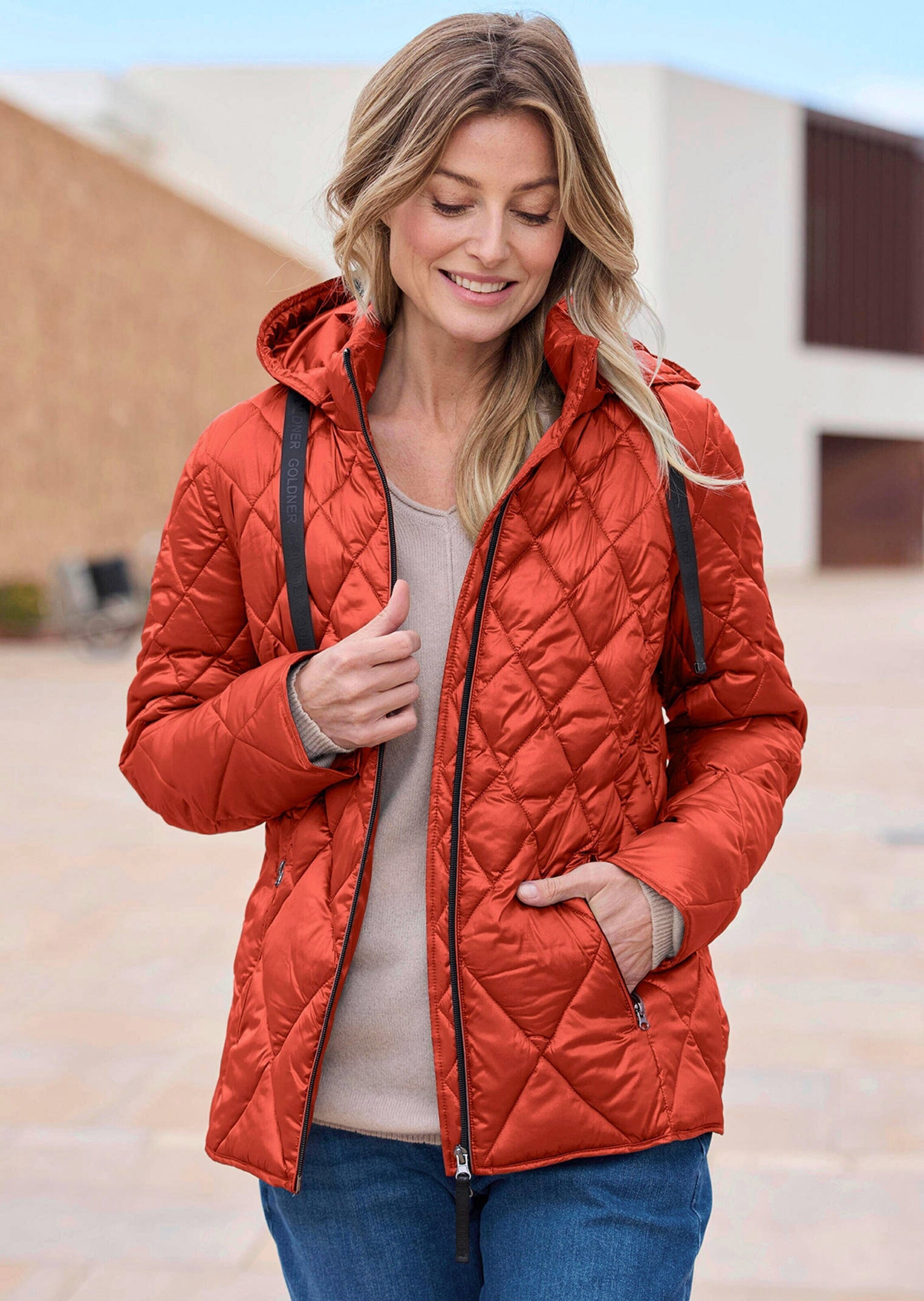 Goldner Women's Short Quilted Jacket Terracotta Size 25 3