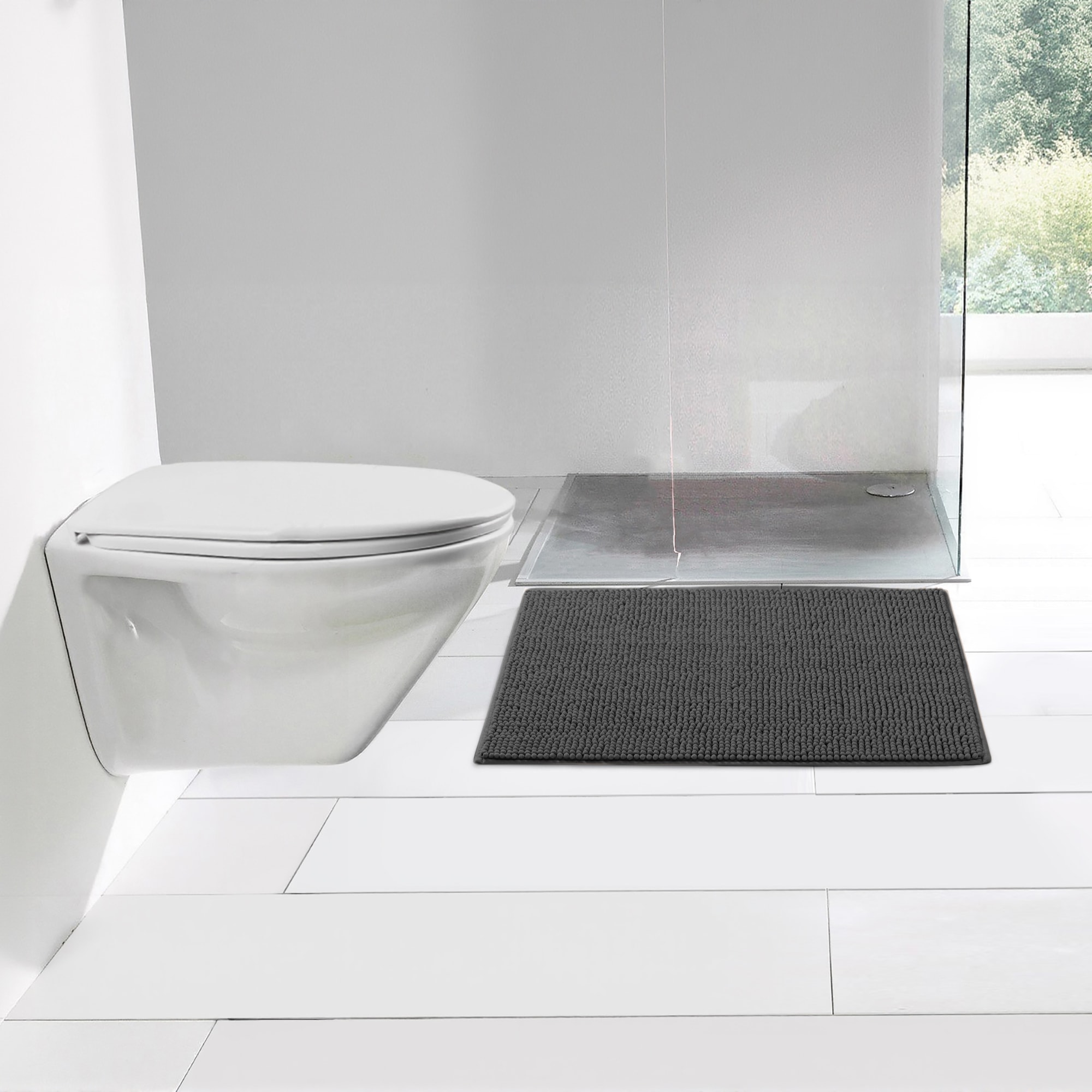 my home Badematte »Vanessa Chenille, Badvorleger, Badezimmer Teppich, Duschvorleger«, strapazierfähig-fußbodenheizungsgeeignet-schnell trocknend, Uni Farben, besonders weich