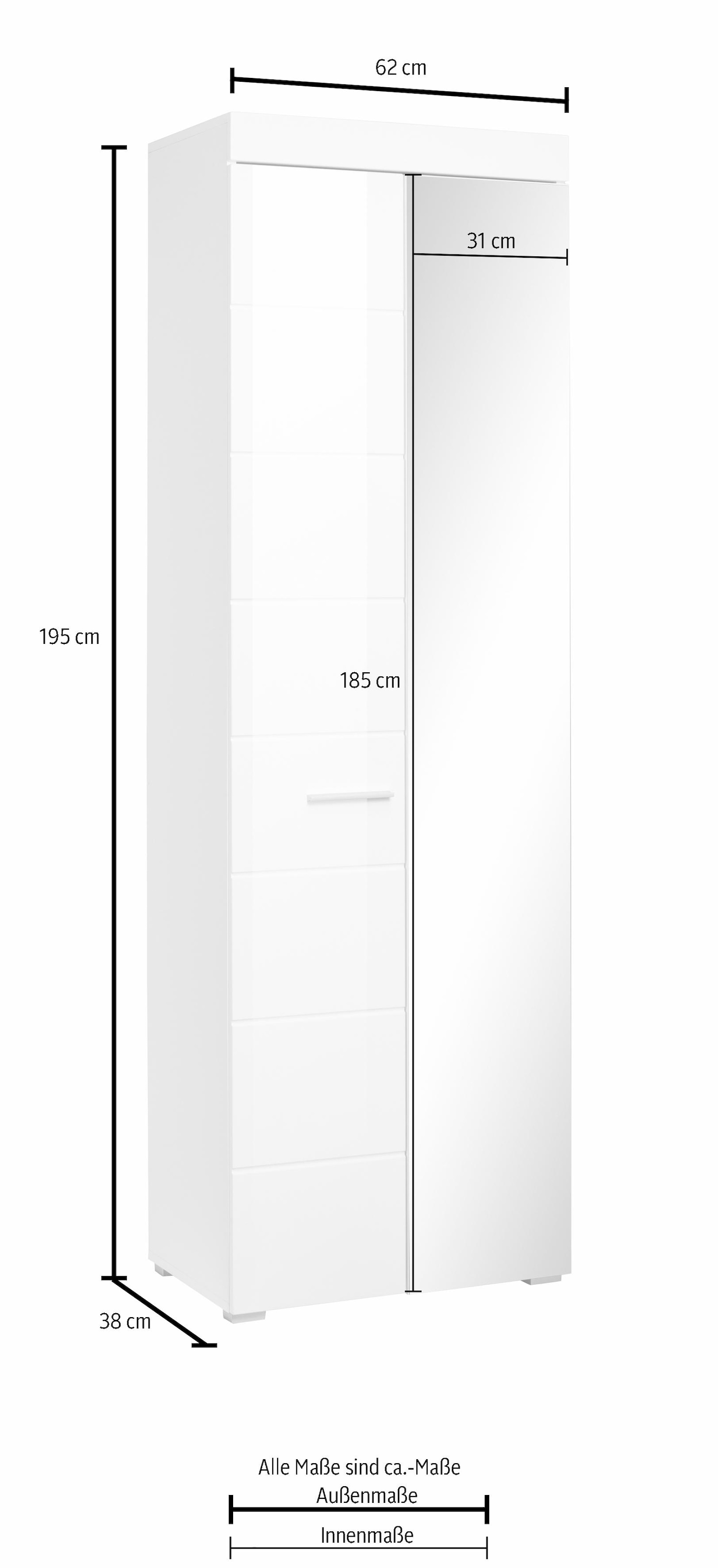 INOSIGN Garderobenschrank »Avena«, Flurschrank mit Spiegeltür - (B/T/H) 80/12/72 cm