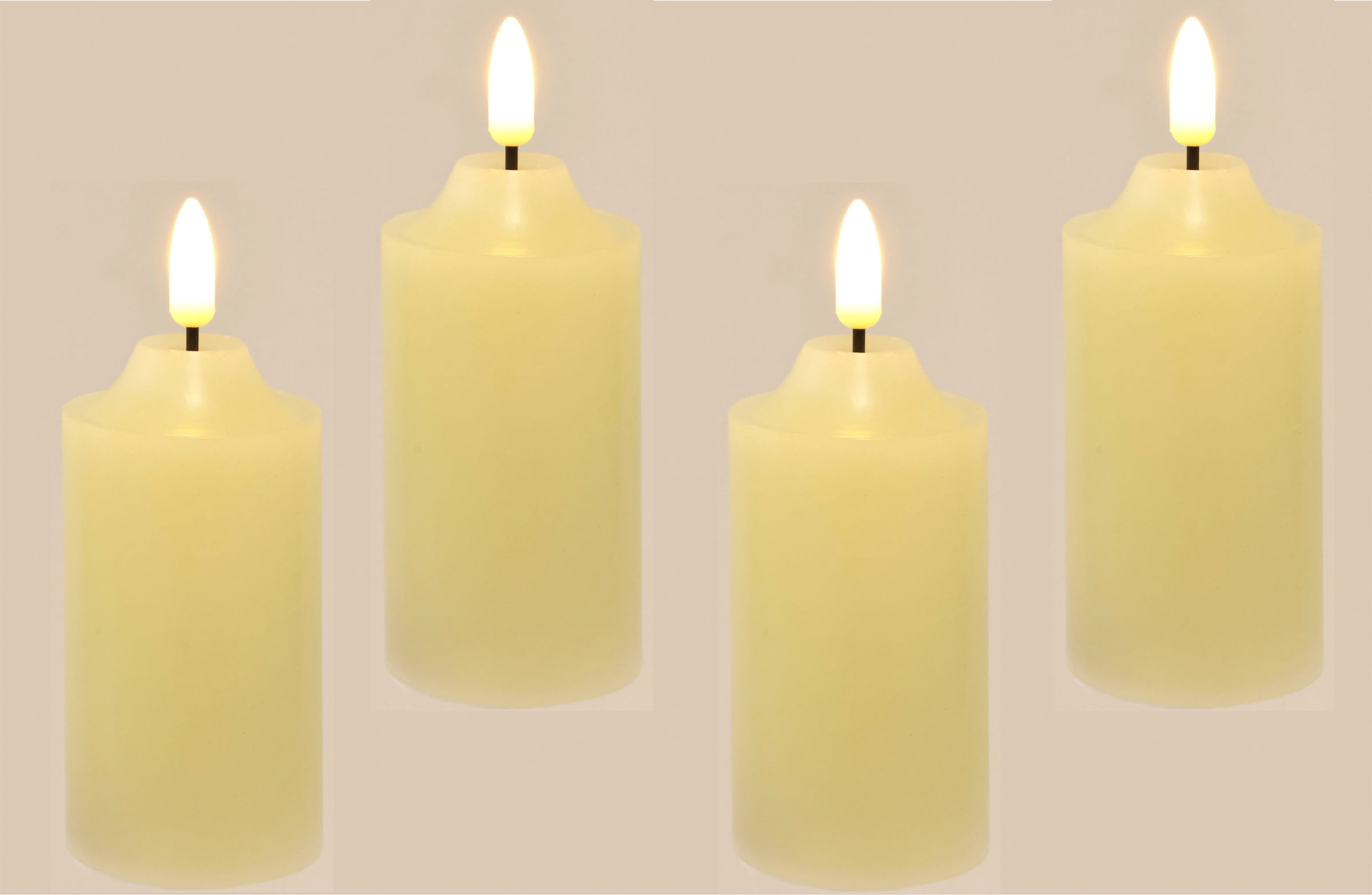 I.GE.A. LED-Kerze »Batteriebetriebene LED-Kerzen aus Echtwachs, Ø ca. 5,5 cm«, warmweißes Stimmungslicht, Stumpenkerze für den Adventskranz