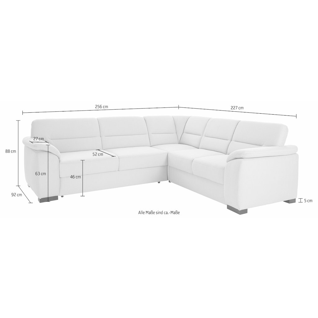 sit&more Ecksofa »Montego«, wahlweise mit Bettfunktion und Schubkasten