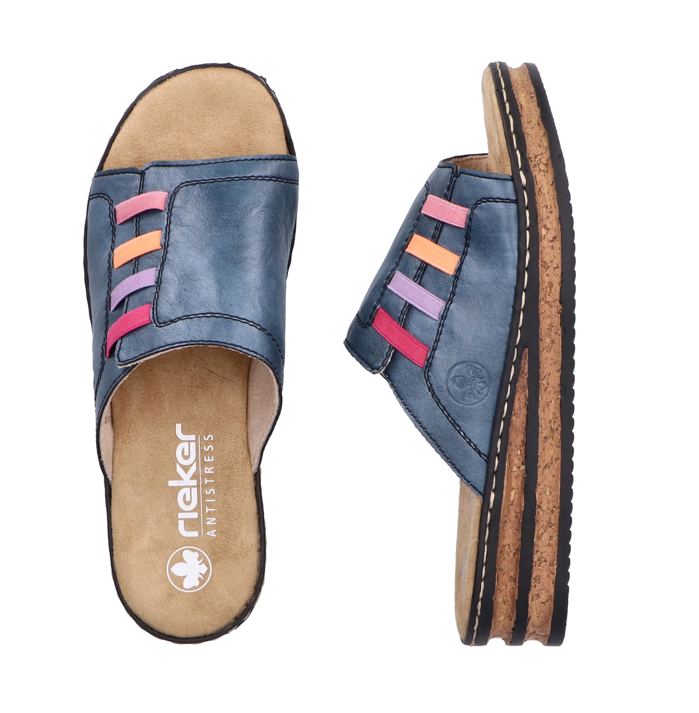 Rieker Keilpantolette, Sommerschuh, Hausschuh, Pantolette mit bequemem Keilabsatz