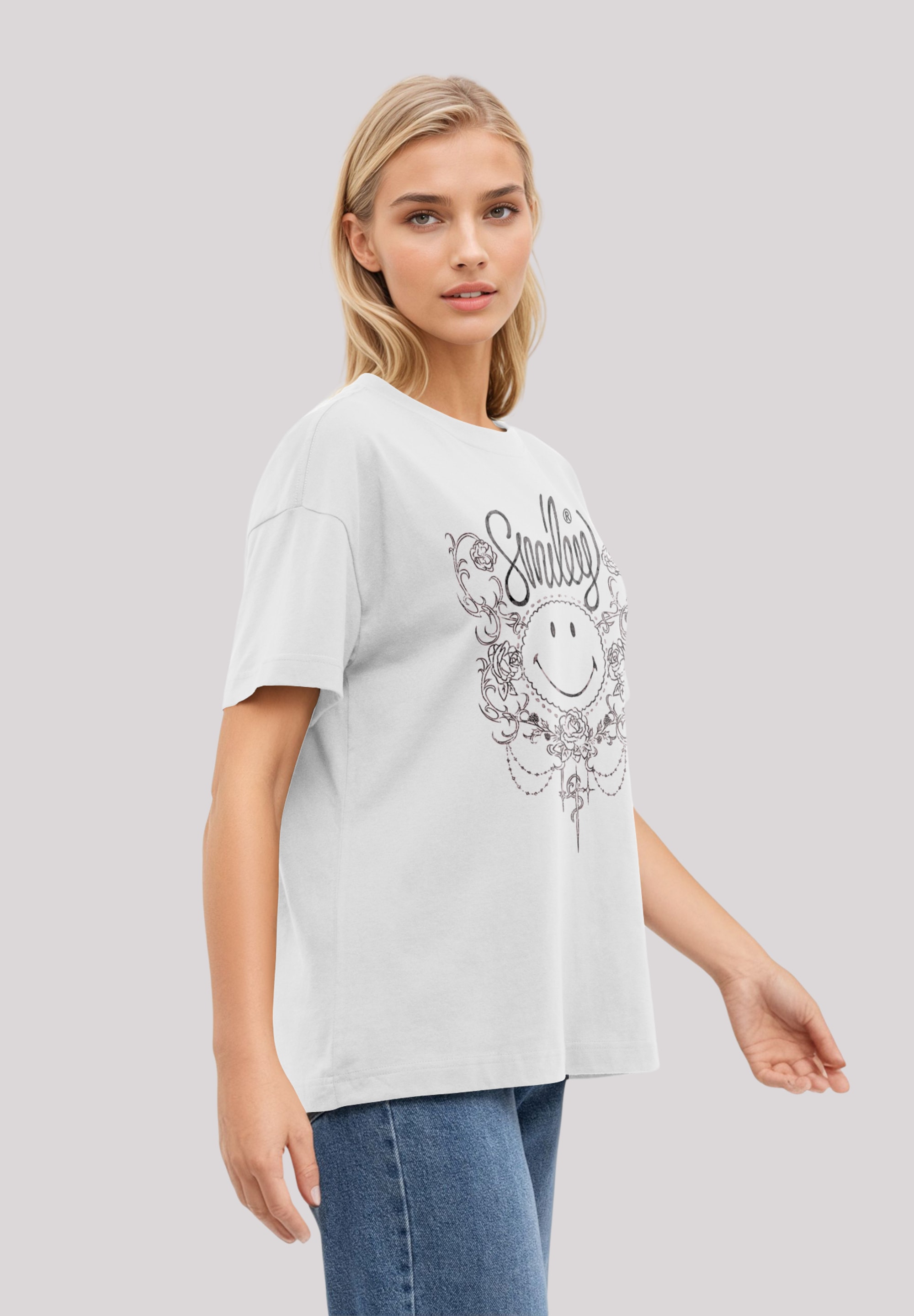 F4NT4STIC T-Shirt »Smiley Originals Flower Spring«, Premium Qualität