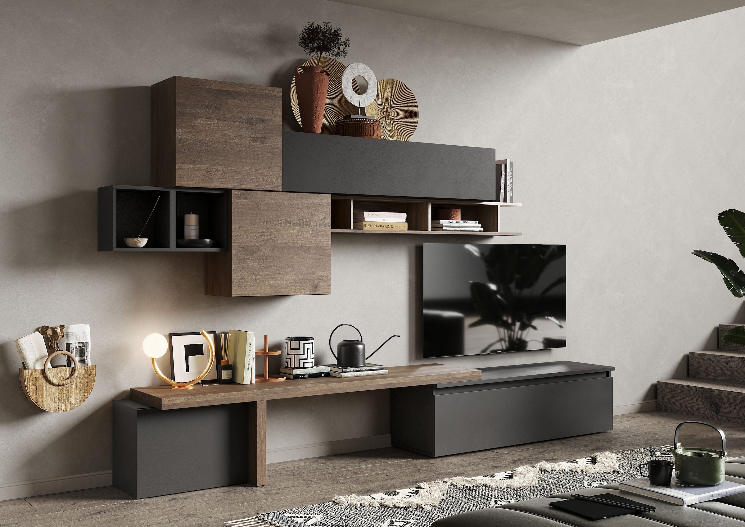 INOSIGN Wohnwand "INFINITY, 8tlg. Breite 330 cm, Höhe variabel (Lowboard, T günstig online kaufen