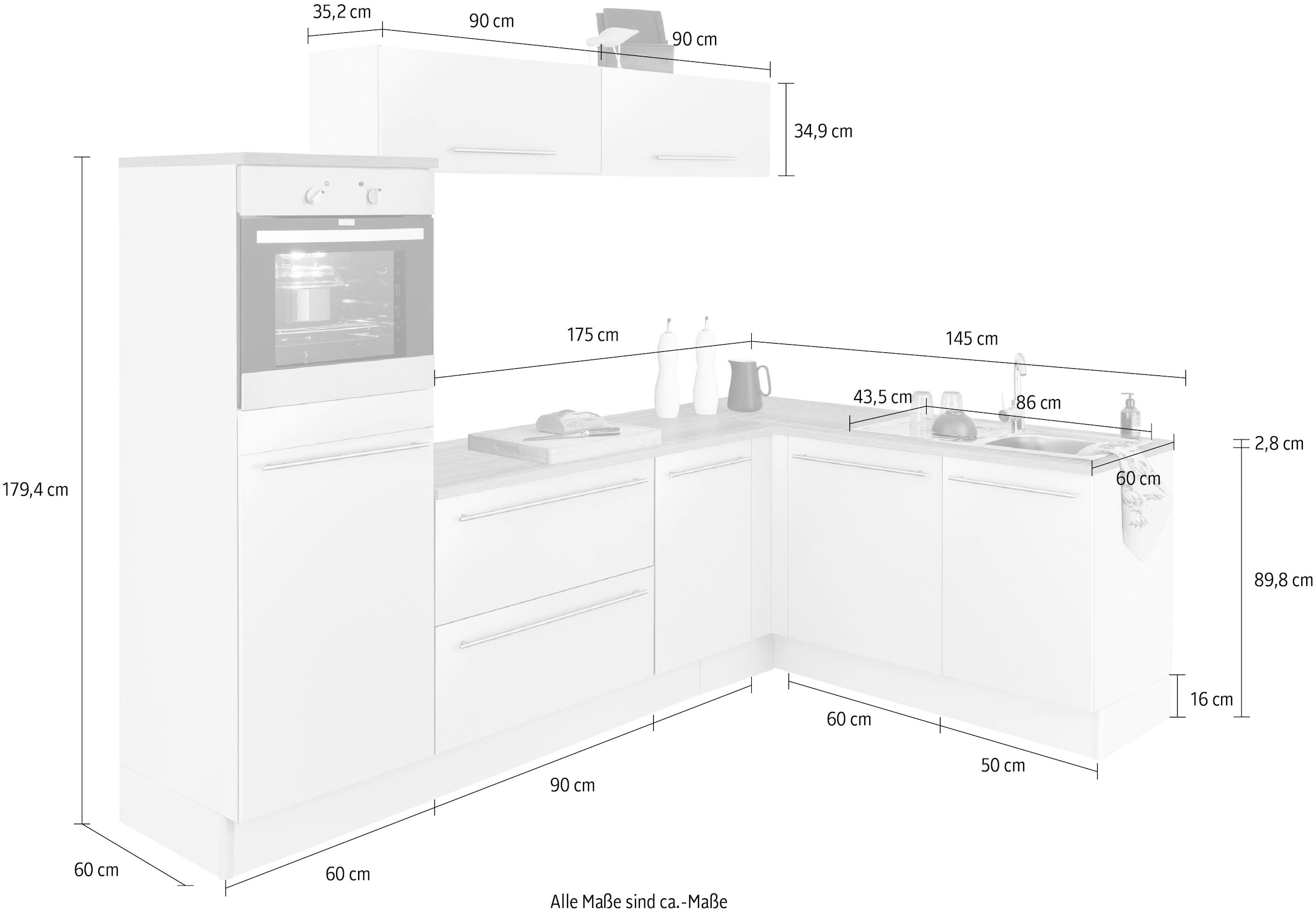 OPTIFIT Winkelküche »Bern«, Stellbreite 265x175 cm, wahlweise mit E-Geräten
