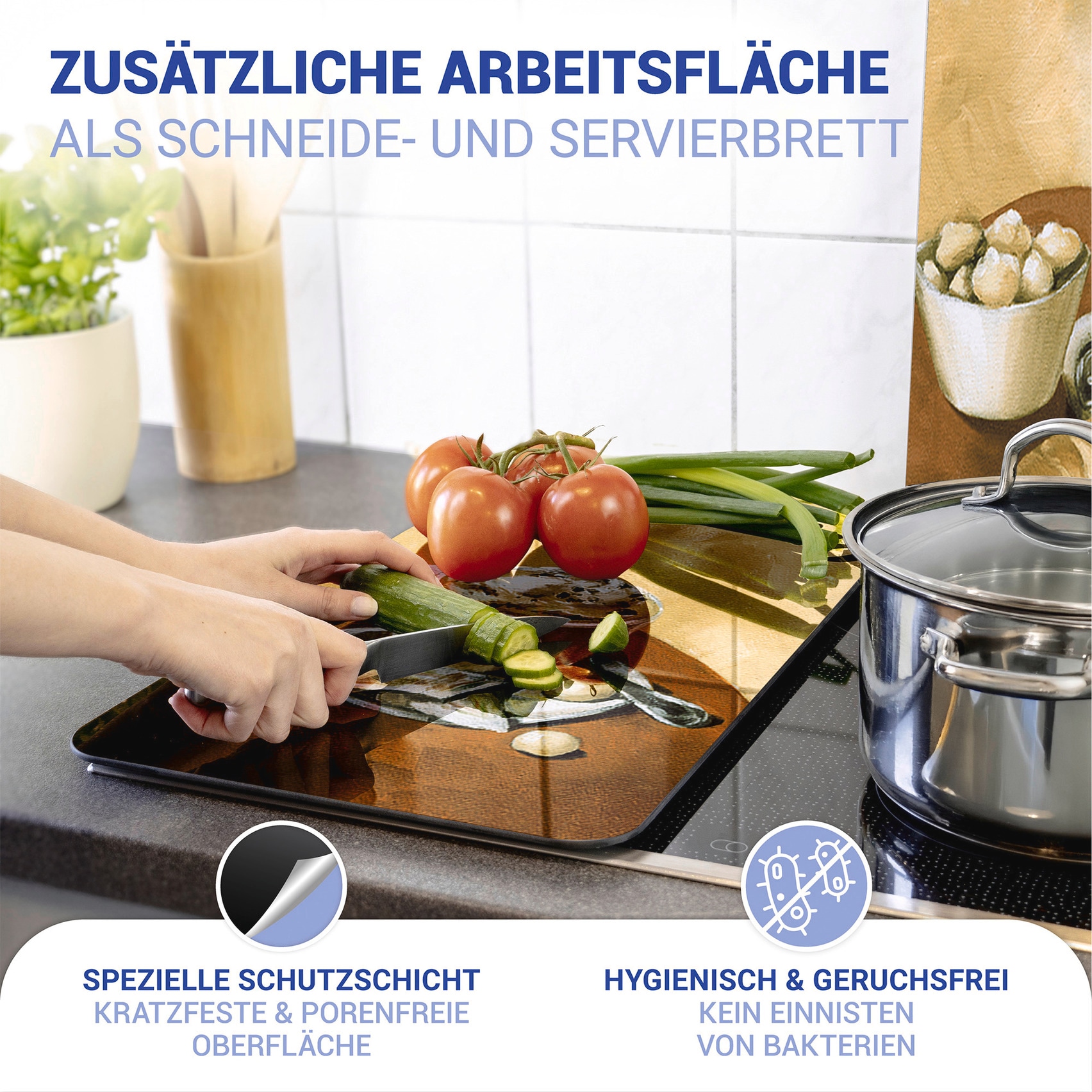 WENKO Herd-Abdeckplatte »Universal Modell Kaffee«, (Set, 2 tlg.), Herdabdeckung für alle Herdarten, kratzfest, mit rutschfesten Füßen