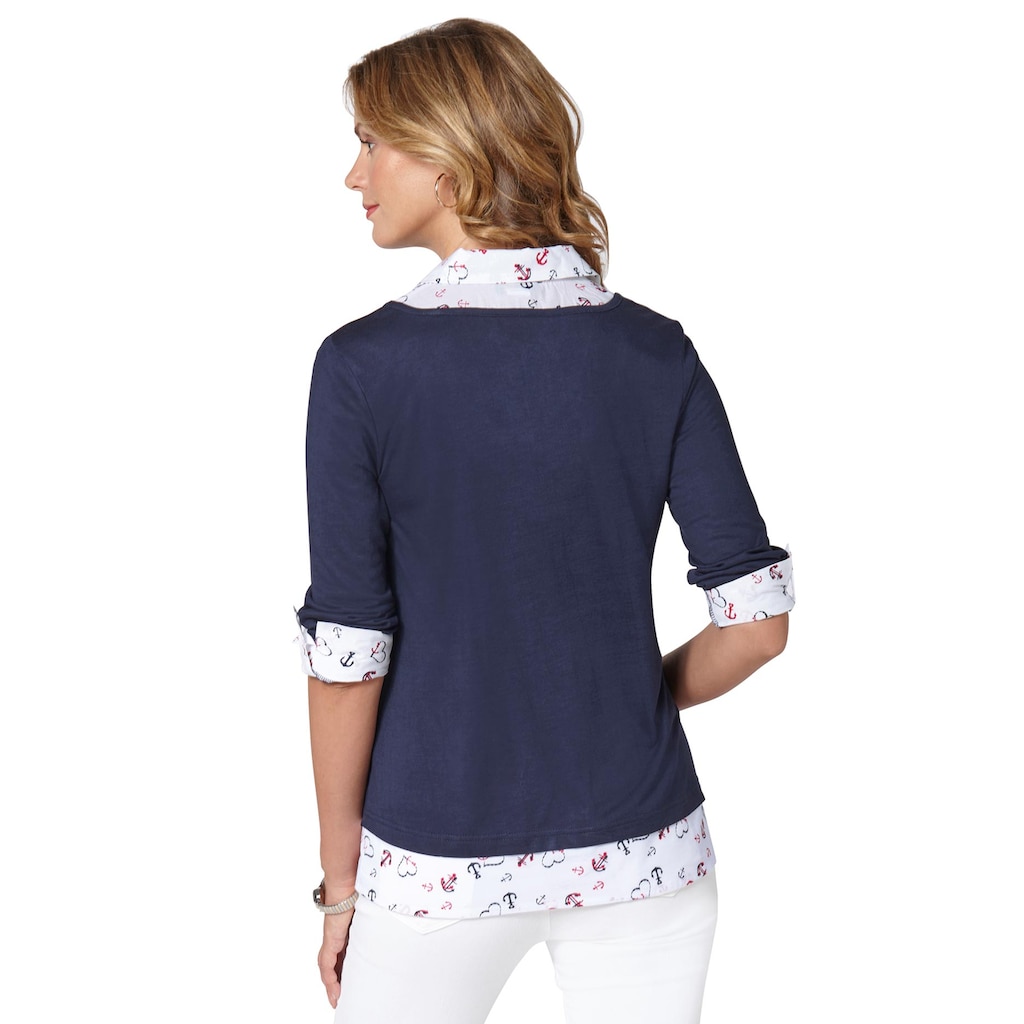 Damenmode Shirts & Sweatshirts Ambria 2-in-1-Shirt »Shirt«, (1 tlg.) marine-weiß-bedruckt