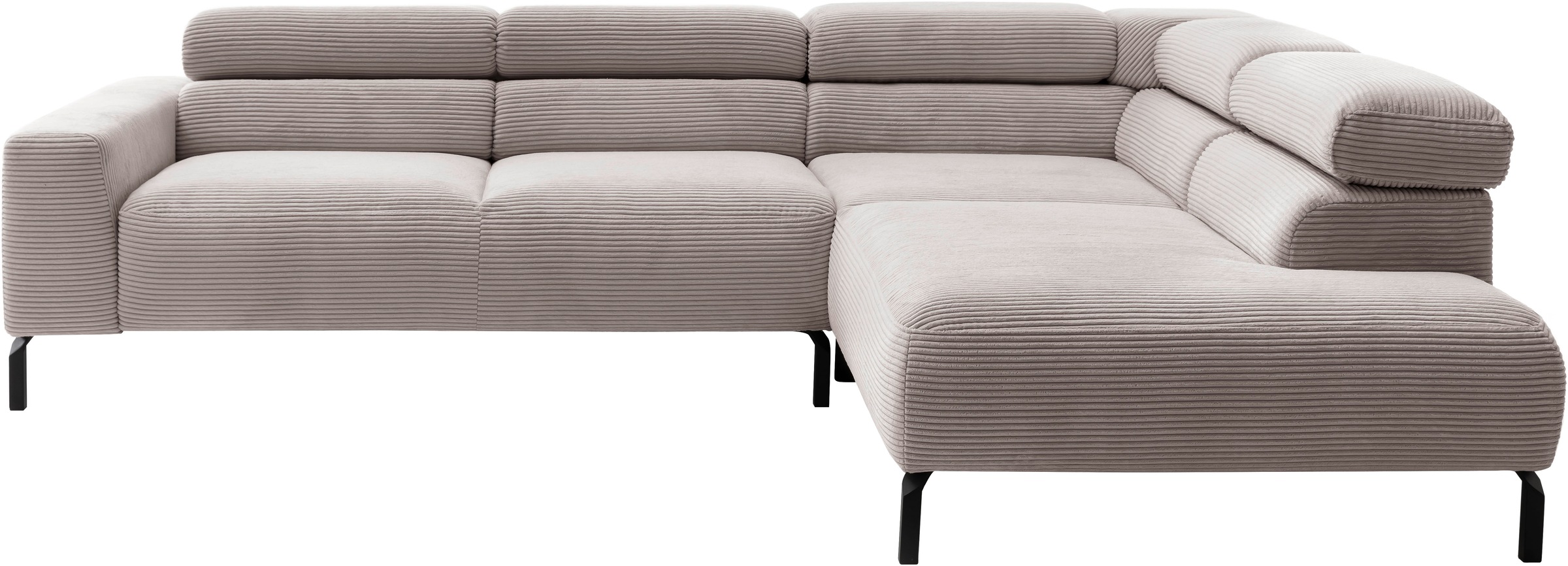 Places of Style Ecksofa »Antonelli, L-Form, inkl. Kopfteilverstellung, Breite 276 cm«, ohne Sitztiefenverstellung, in Cord, taupe